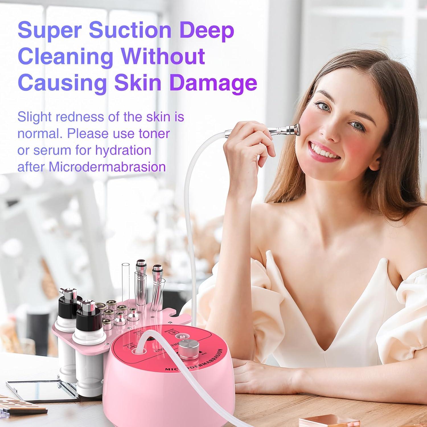 Máquina de Microdermoabrasión UNOISETION 3 en 1 Facial Rosa