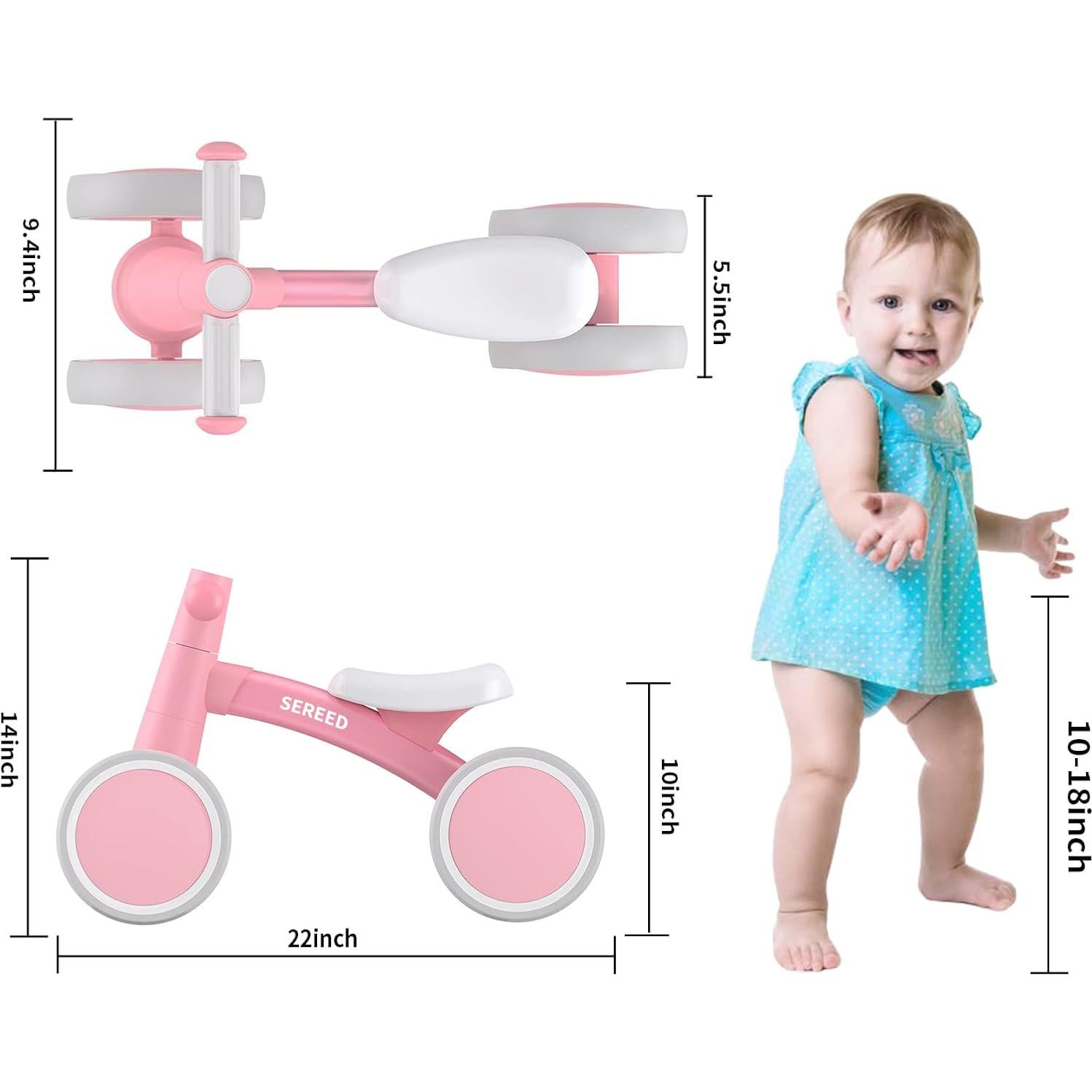 Bicicleta de Equilibrio SEREED UD30 Rosa para Bebés 1-2 Años