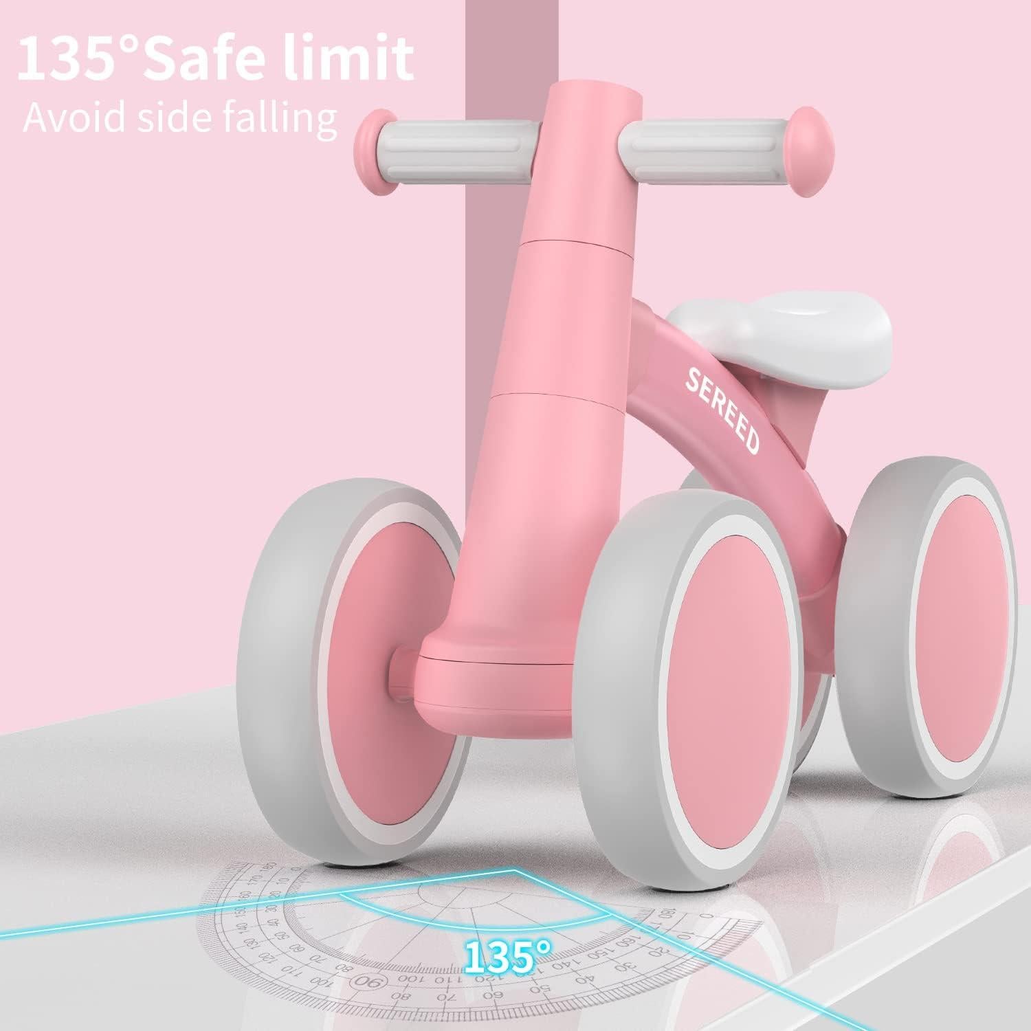 Bicicleta de Equilibrio SEREED UD30 Rosa para Bebés 1-2 Años