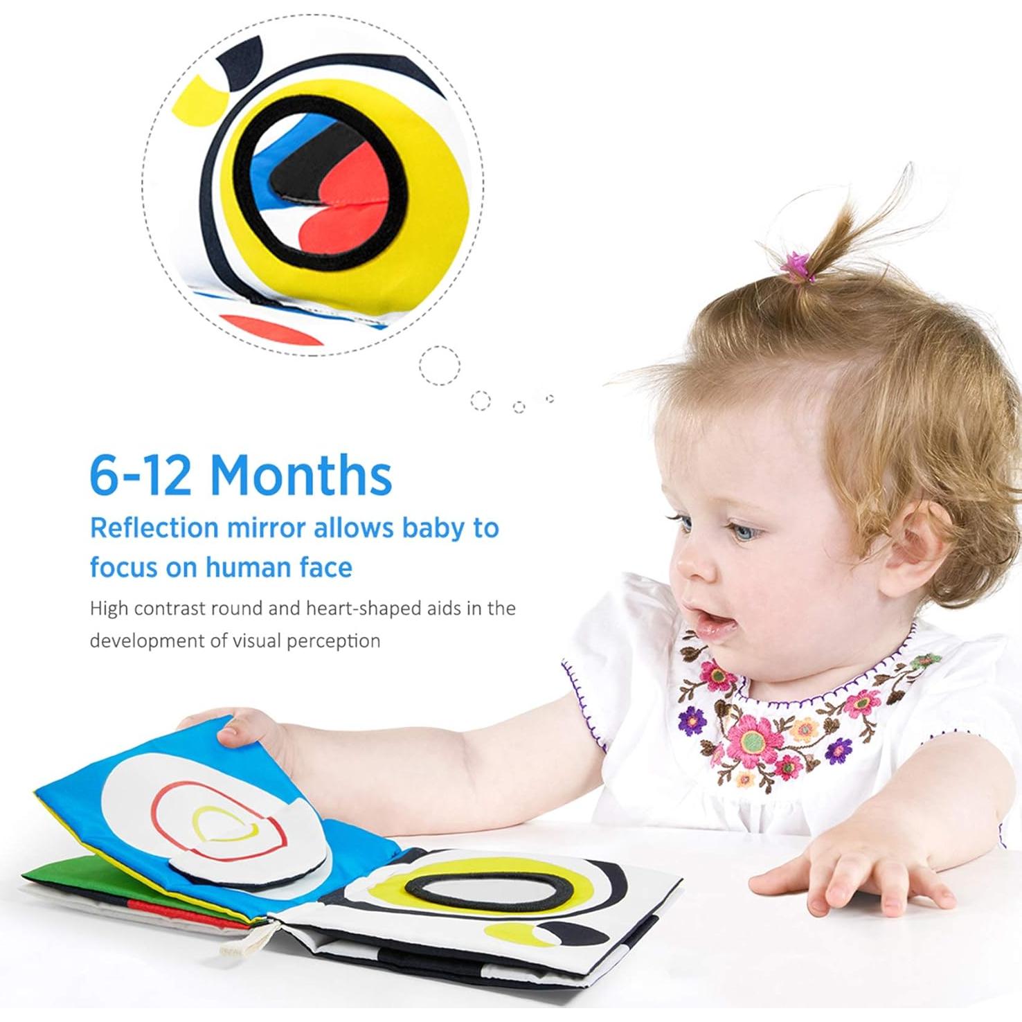 Libro de Tela para Bebés Beiens - Alto Contraste 0-12 Meses