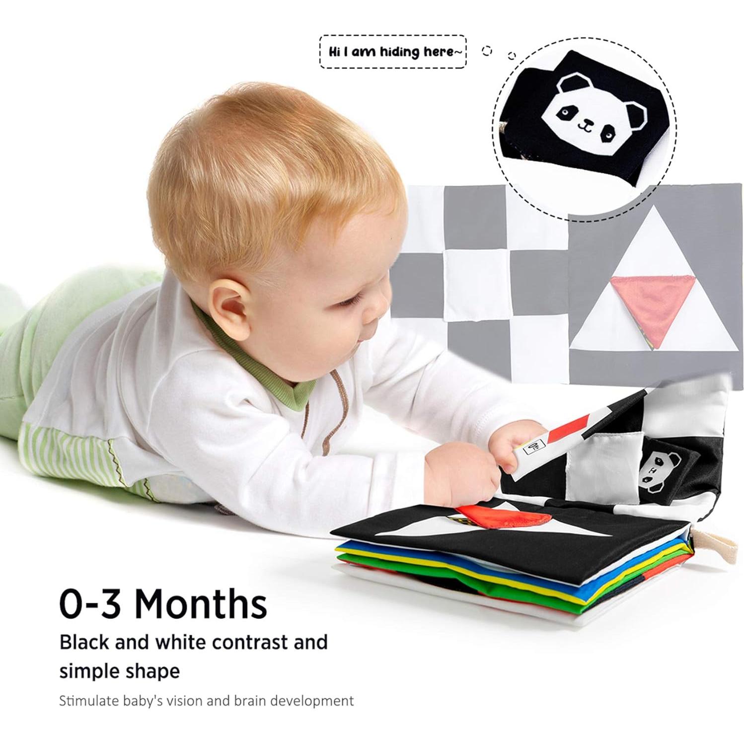 Libro de Tela para Bebés Beiens - Alto Contraste 0-12 Meses