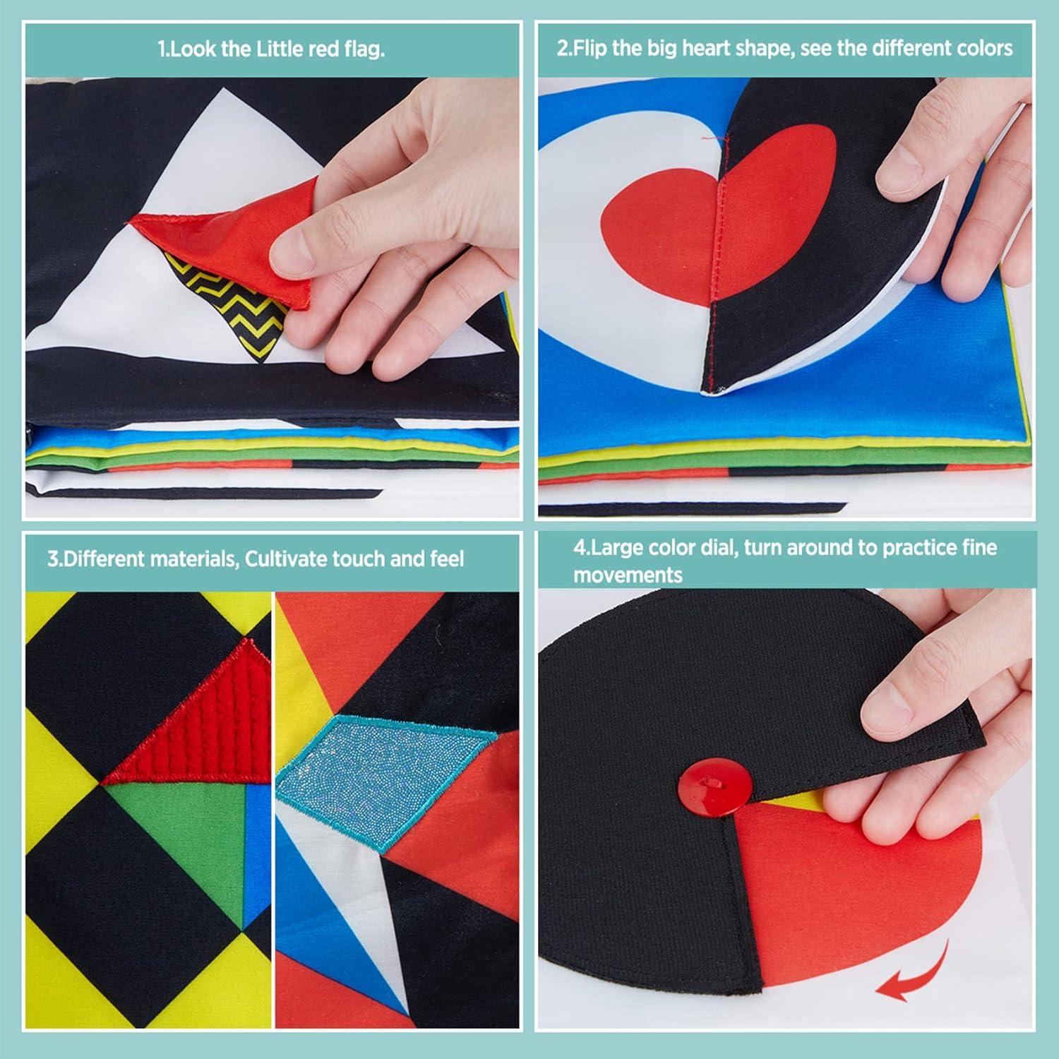 Libro de Tela para Bebés Beiens - Alto Contraste 0-12 Meses