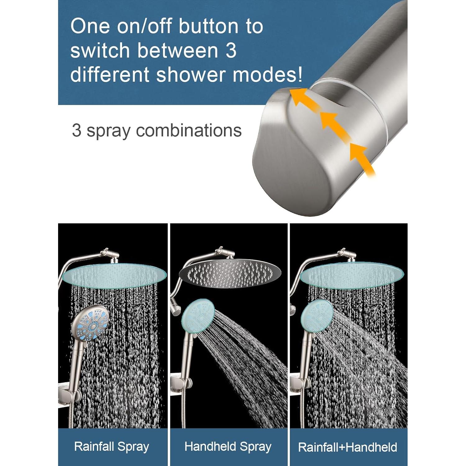 Cabezal de Ducha de Lluvia Cobbe 30 cm con Ducha de Mano Filtrada