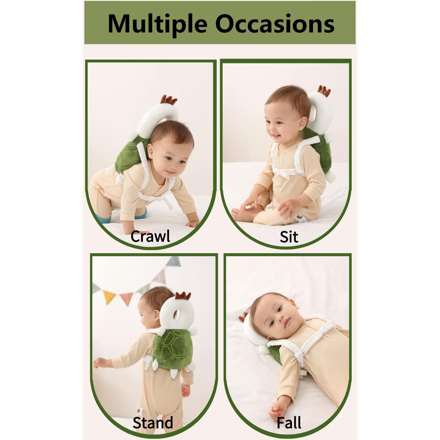 Cojín de Protección para Cabeza Bebé Jun Neng Tortuga Verde