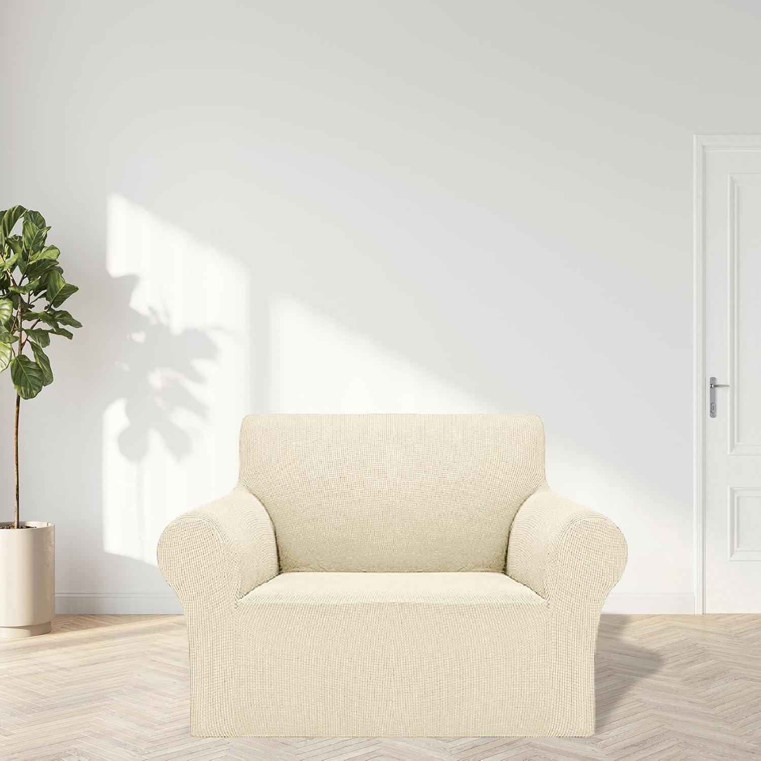 Funda elástica para sofá 1 plaza Cupuamon Beige jacquard