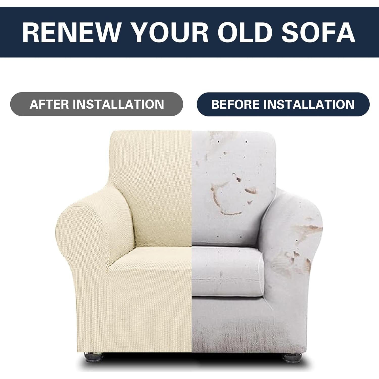 Funda elástica para sofá 1 plaza Cupuamon Beige jacquard