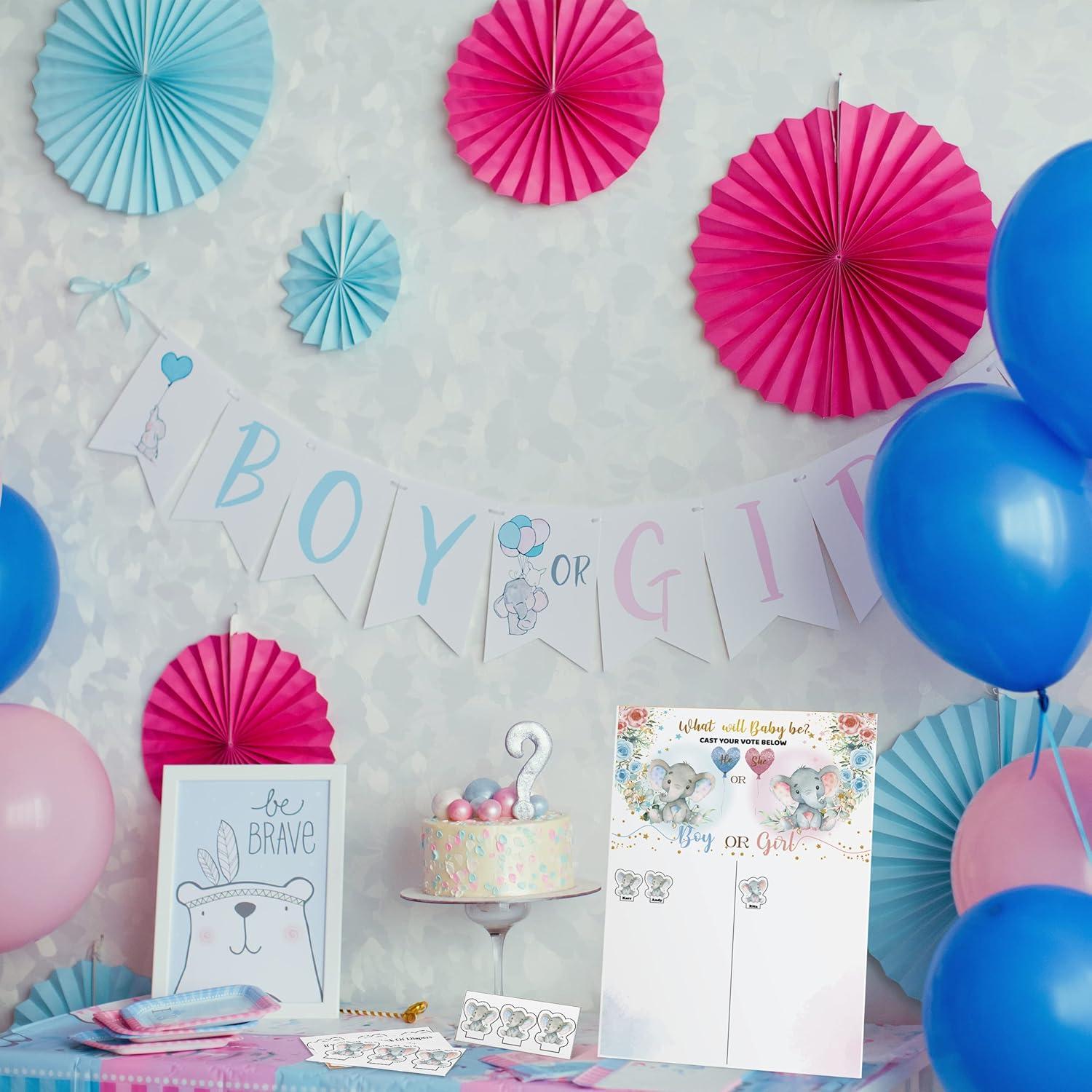 Tablero de Revelación de Género Elefante con Stickers 30x43cm