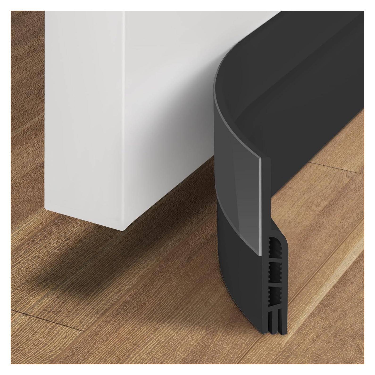 Holikme Door Draft Stopper Under Door Draft Blocker Insulator Doors Sweep Weather Stripping Noise Stopper Strong Adhesive, Black
