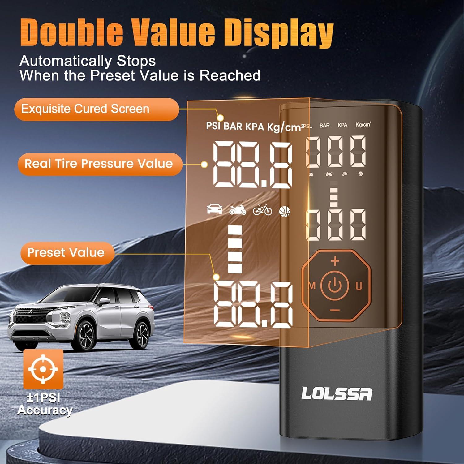 Compresor de Aire Portátil LOLSSA 25000mAh 180PSI Inalámbrico