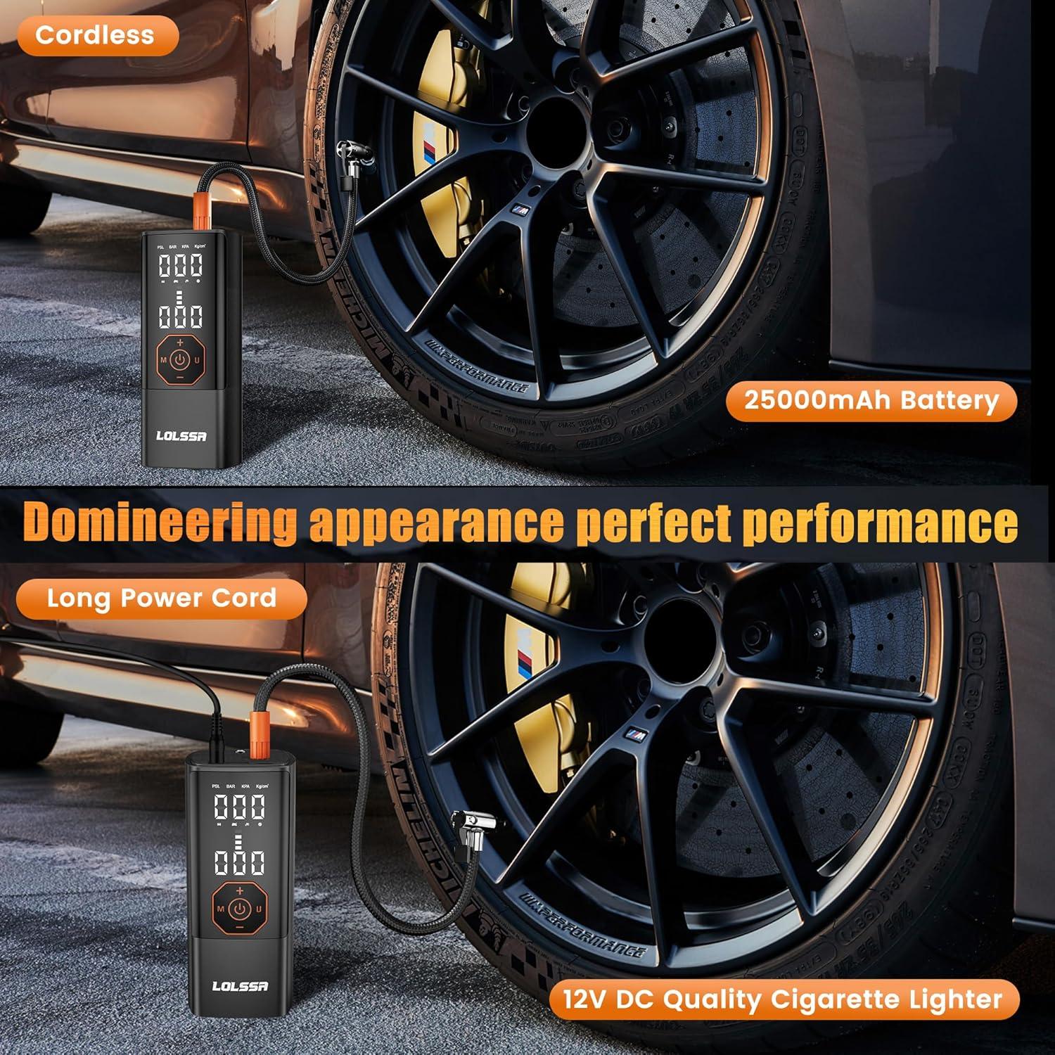 Compresor de Aire Portátil LOLSSA 25000mAh 180PSI Inalámbrico