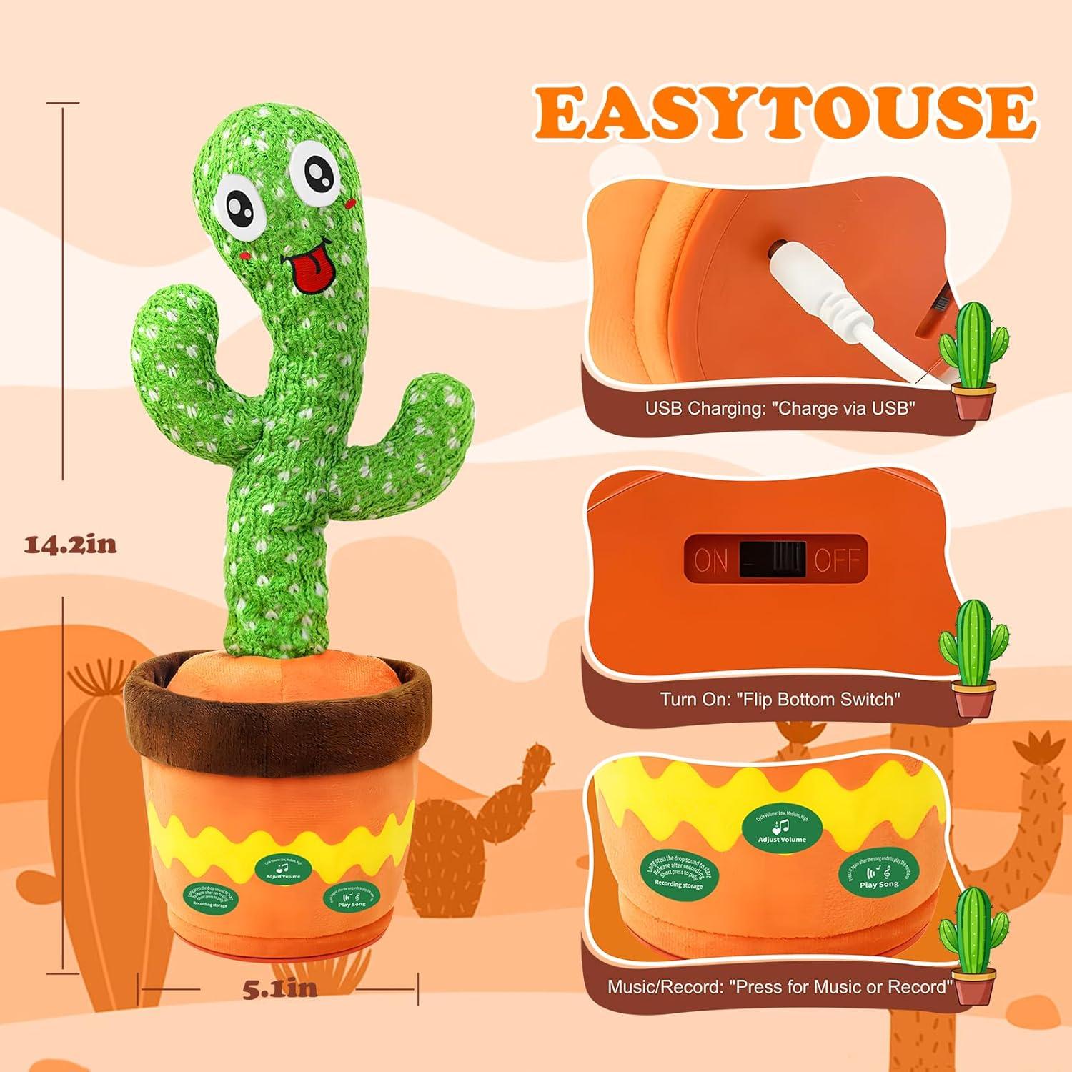 Cactus Hablante YMLTP, Juguete Interactivo Suave LED