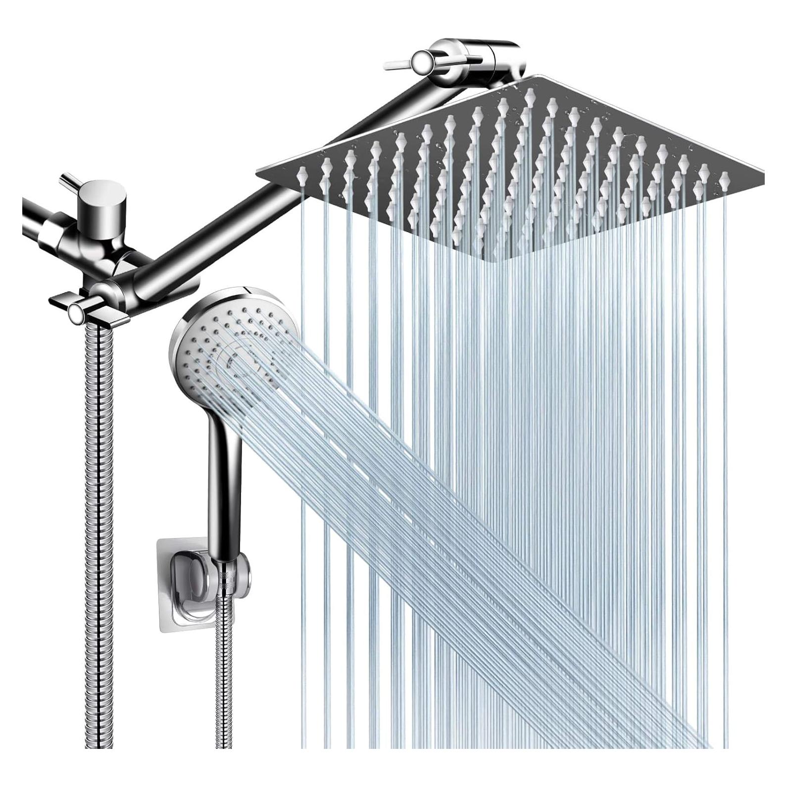 Combo Cabezal de Ducha PinWin 8" Lluvia y Mano 5 Modos