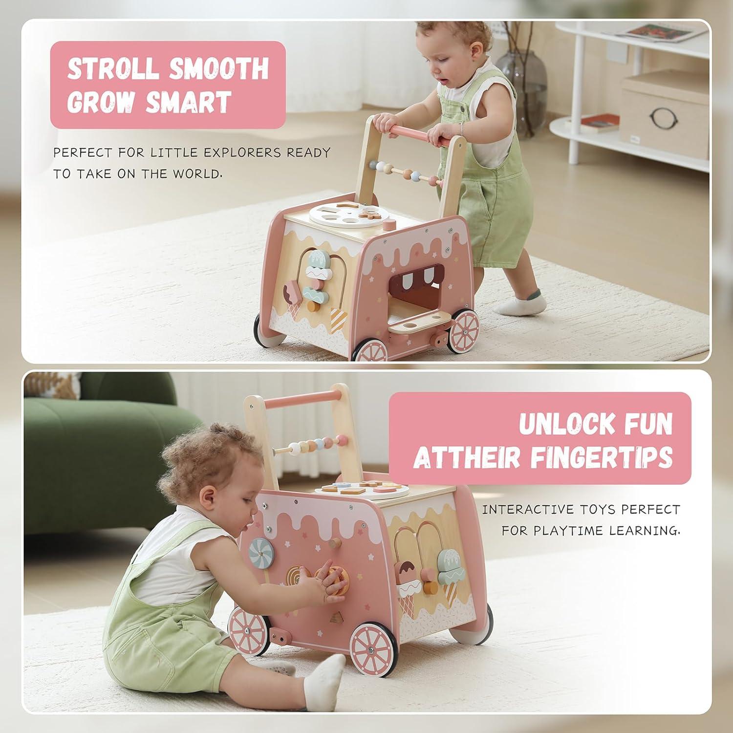 Andador de Madera Carrito de Helados Juguete Educativo 3.5kg