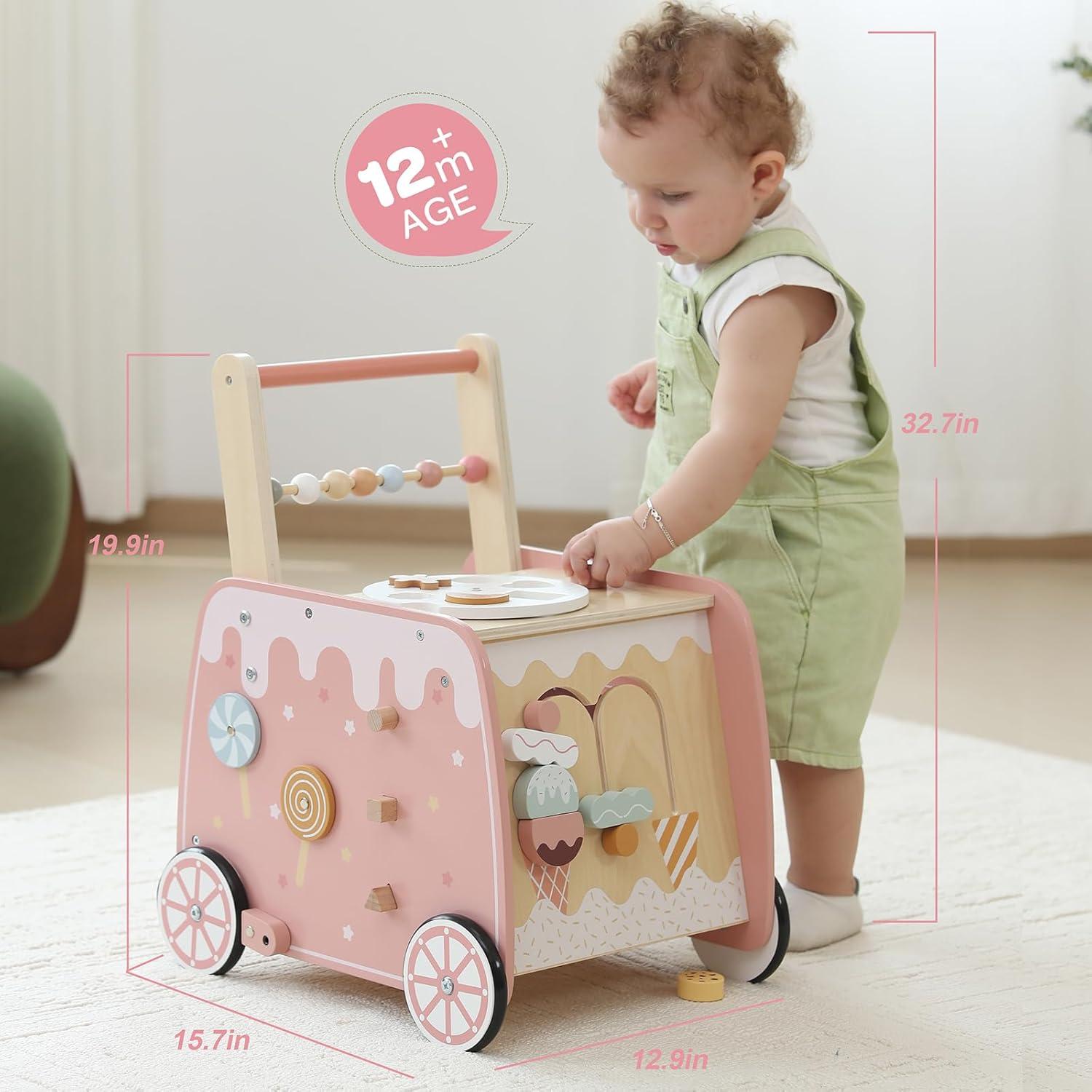 Andador de Madera Carrito de Helados Juguete Educativo 3.5kg