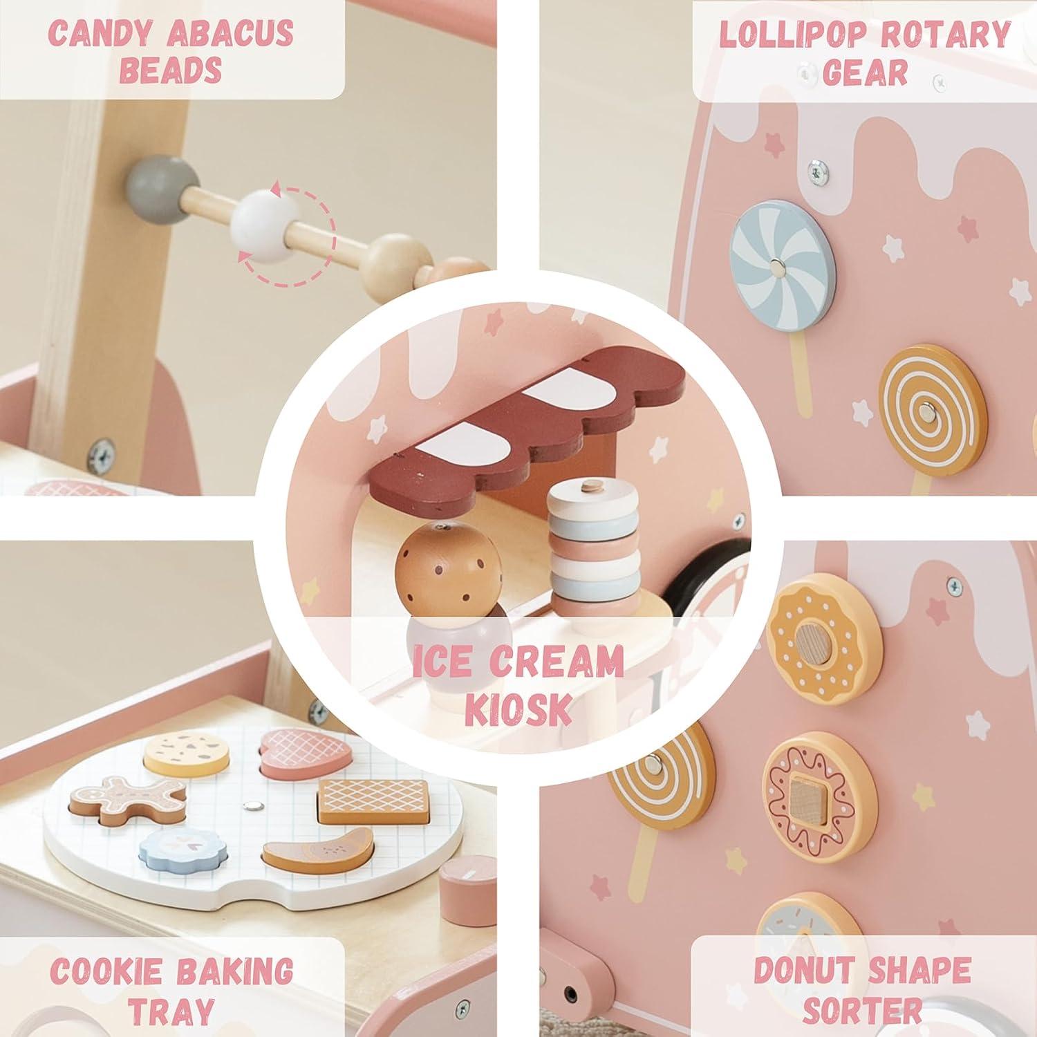 Andador de Madera Carrito de Helados Juguete Educativo 3.5kg