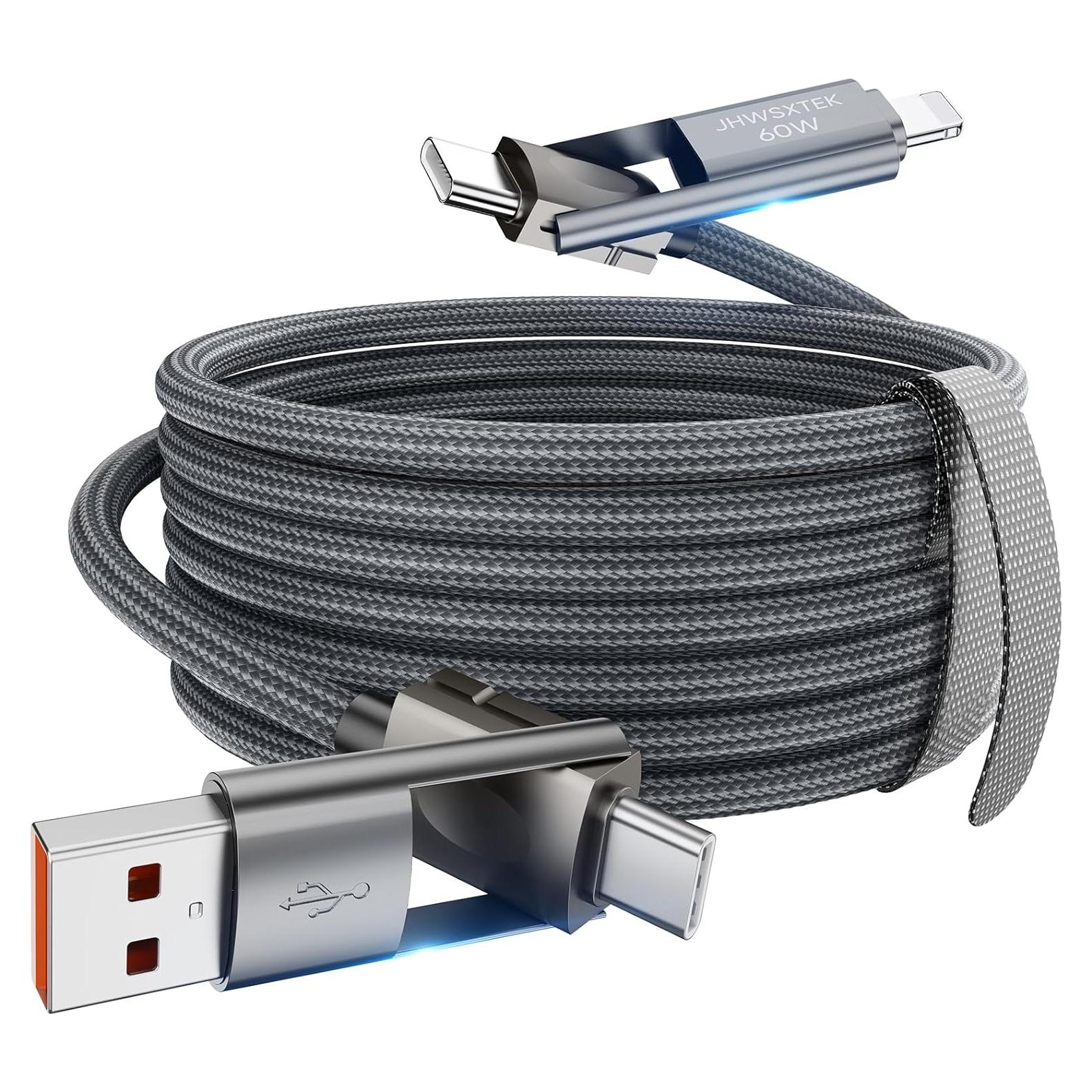 Cable de Carga 4 en 1 JHWSXTEK 60W 1m USB C Lightning