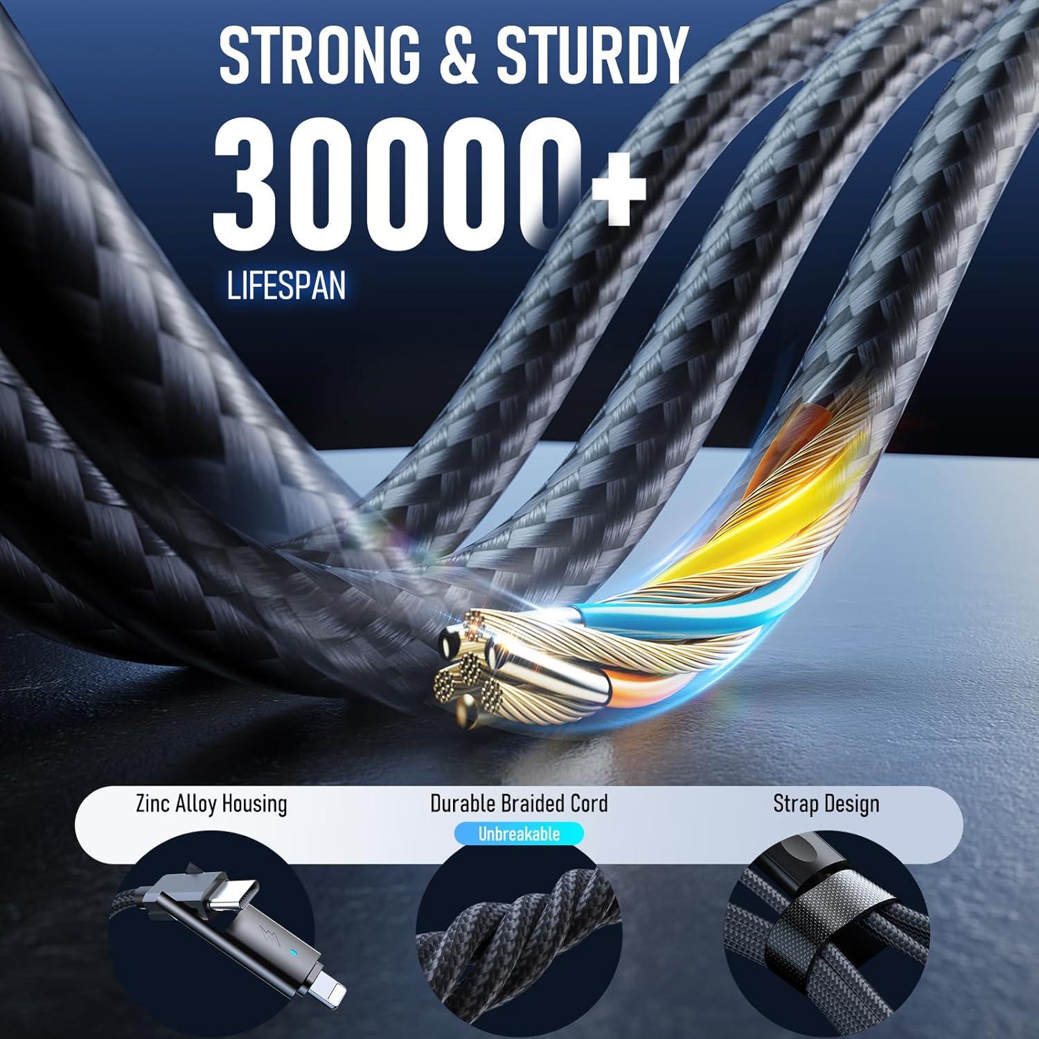 Cable de Carga 4 en 1 JHWSXTEK 60W 1m USB C Lightning