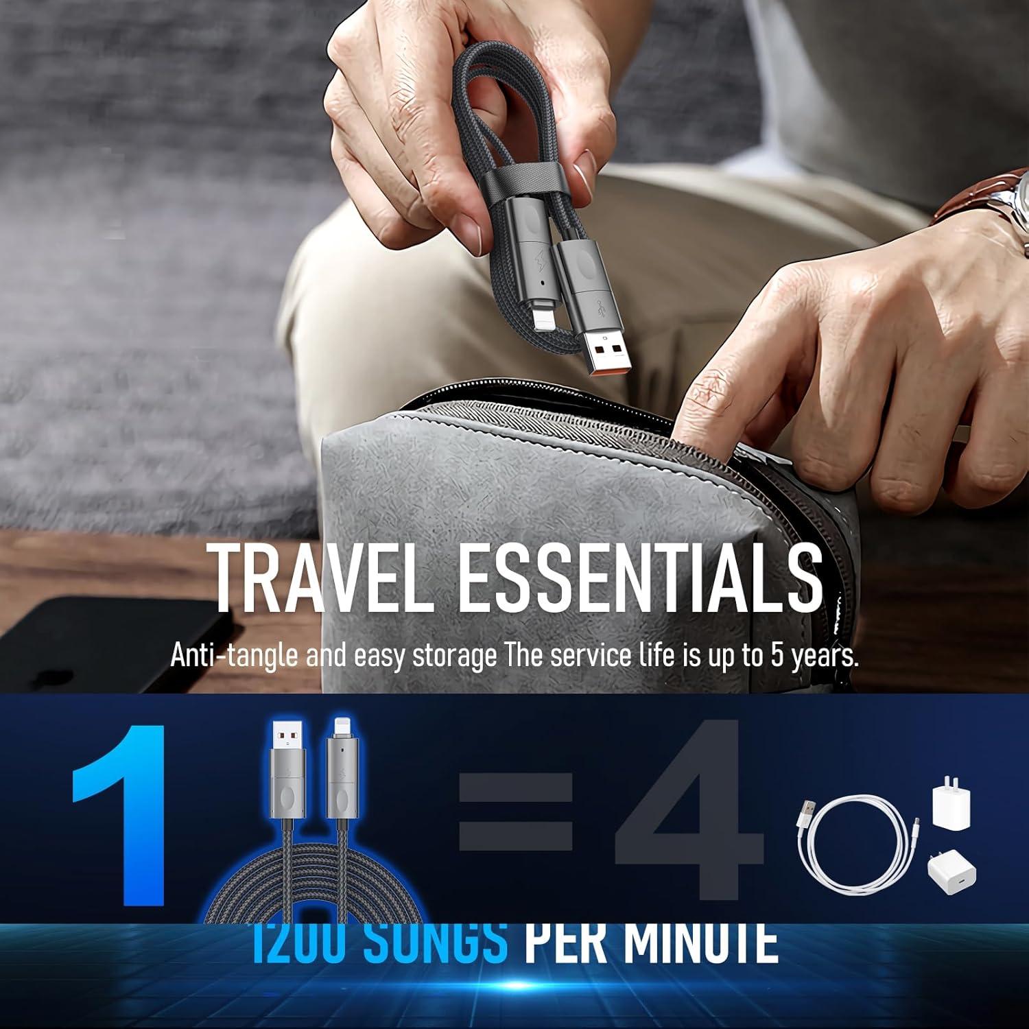 Cable de Carga 4 en 1 JHWSXTEK 60W 1m USB C Lightning