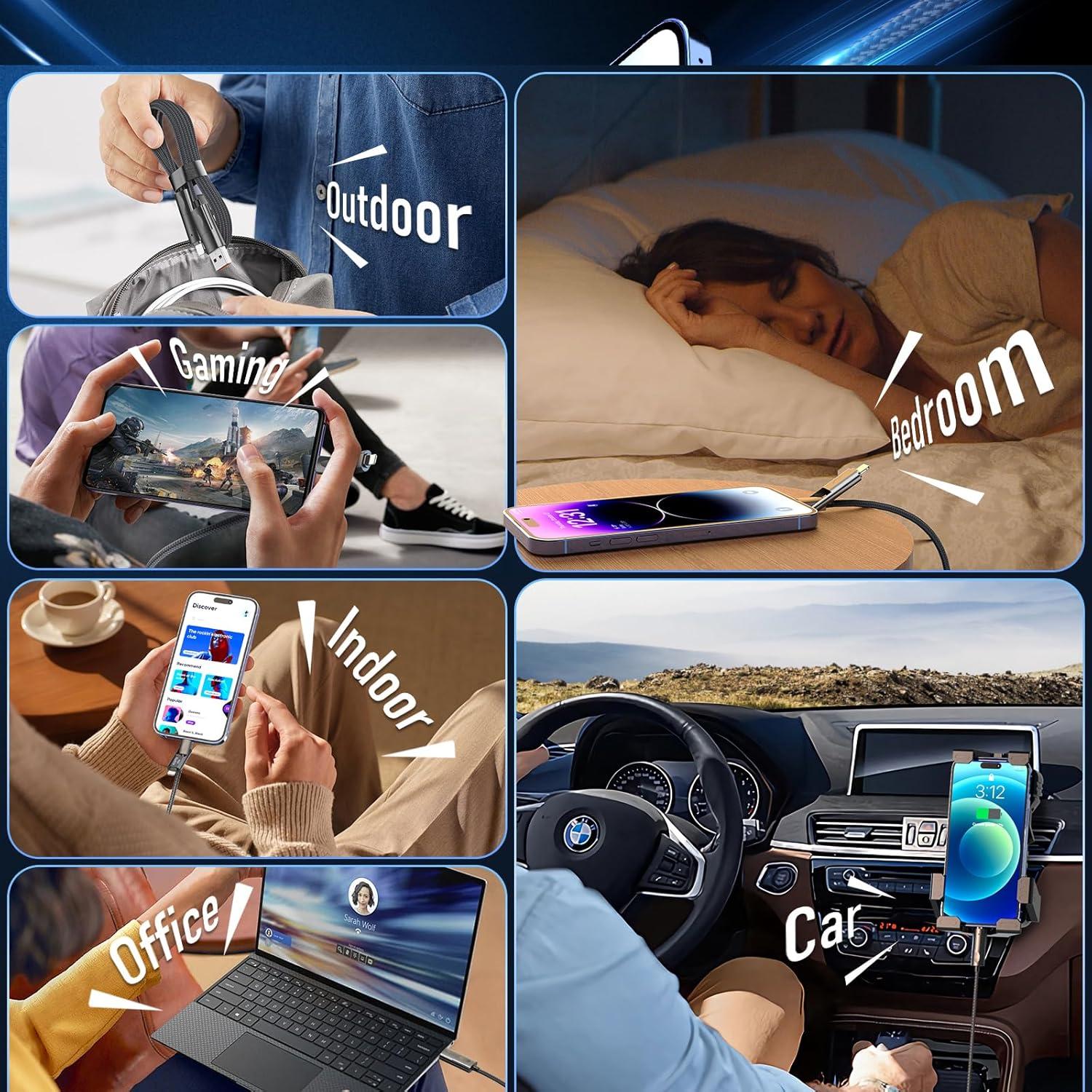 Cable de Carga 4 en 1 JHWSXTEK 60W 1m USB C Lightning