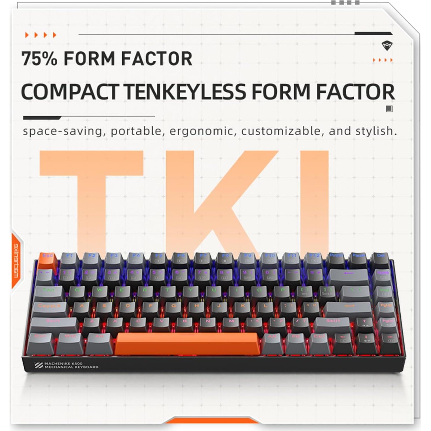 Teclado Mecánico Machenike K500A-B84 75% RGB Táctil Marrón