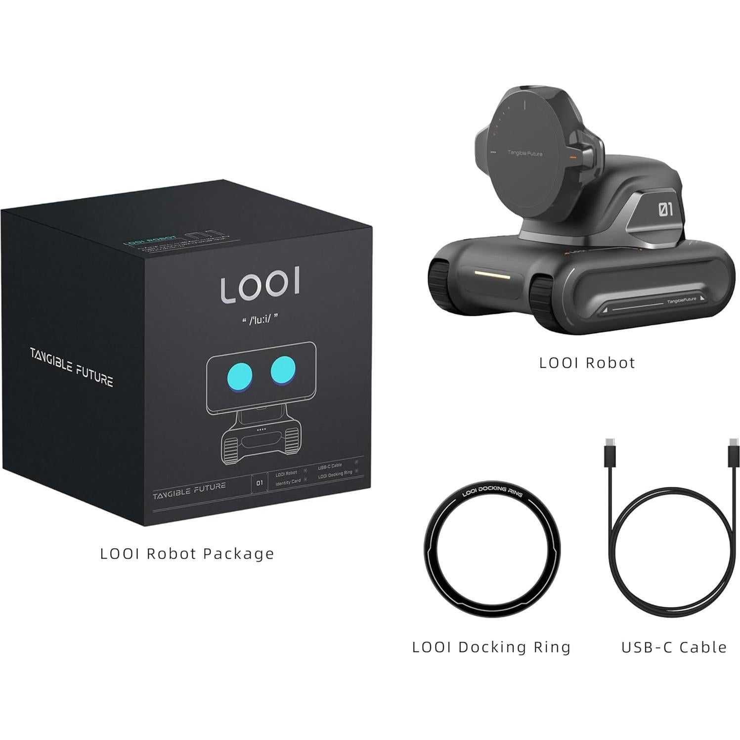 Robot LOOI Negro - Compañero AI con Carga Inalámbrica 10W