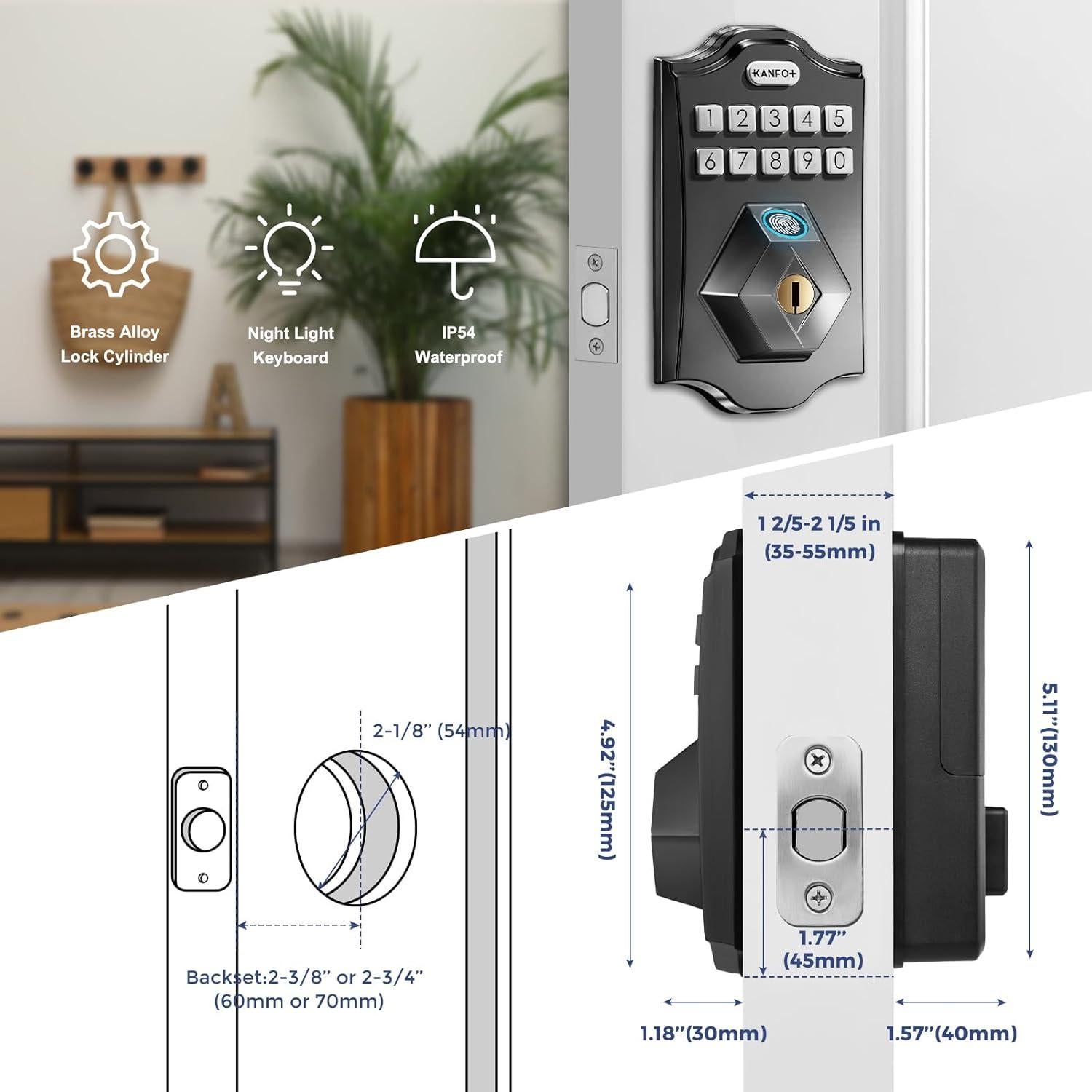 Cerradura Biométrica KANFOX S2 con Huella Dactilar y Teclado