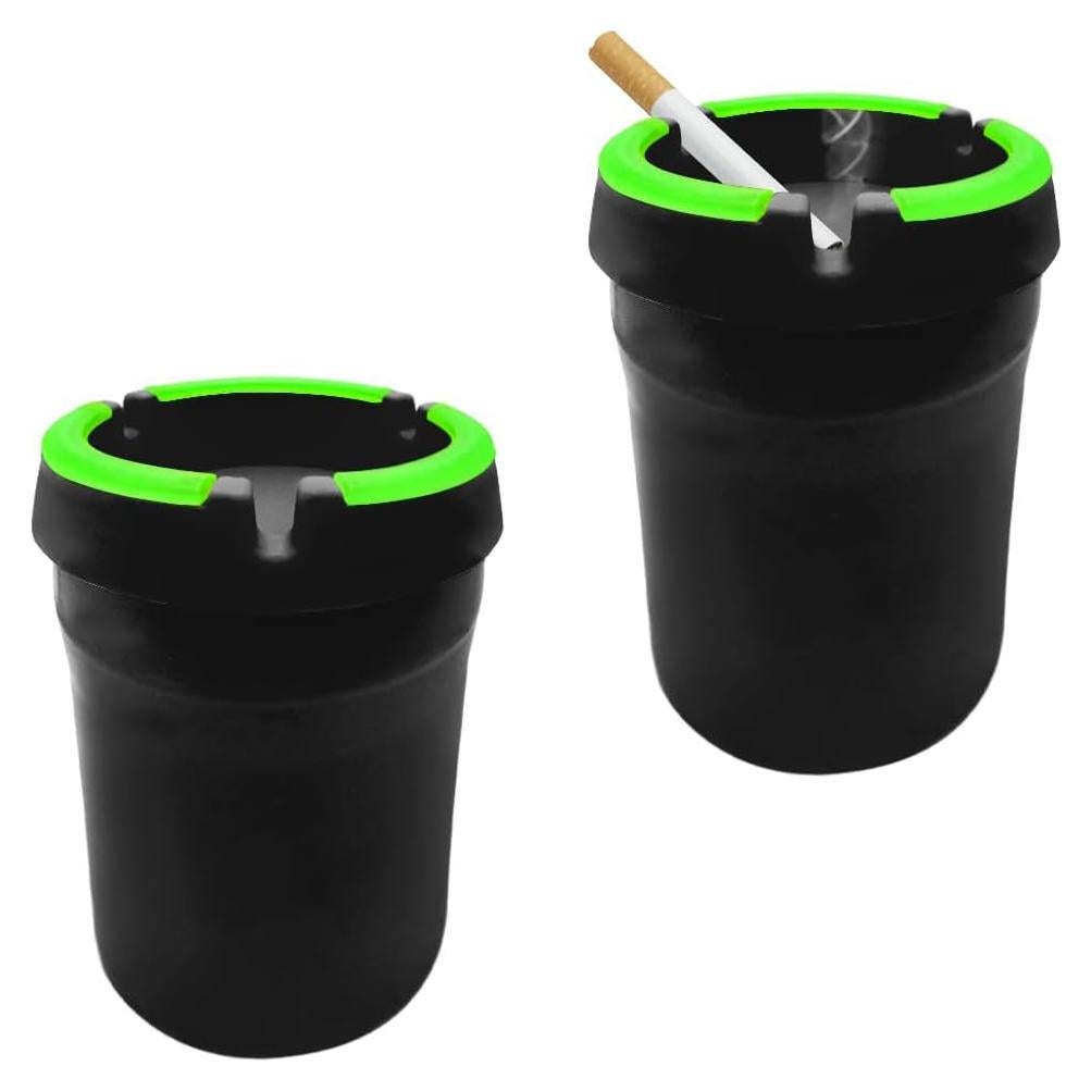 Cenicero de coche Gasedin 2 PCS con tapa y brillo oscuro