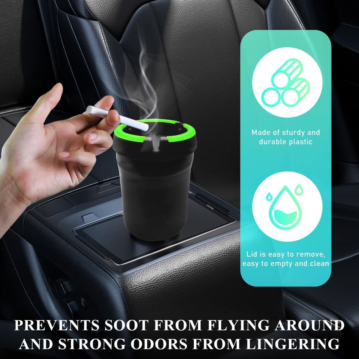 Cenicero de coche Gasedin 2 PCS con tapa y brillo oscuro