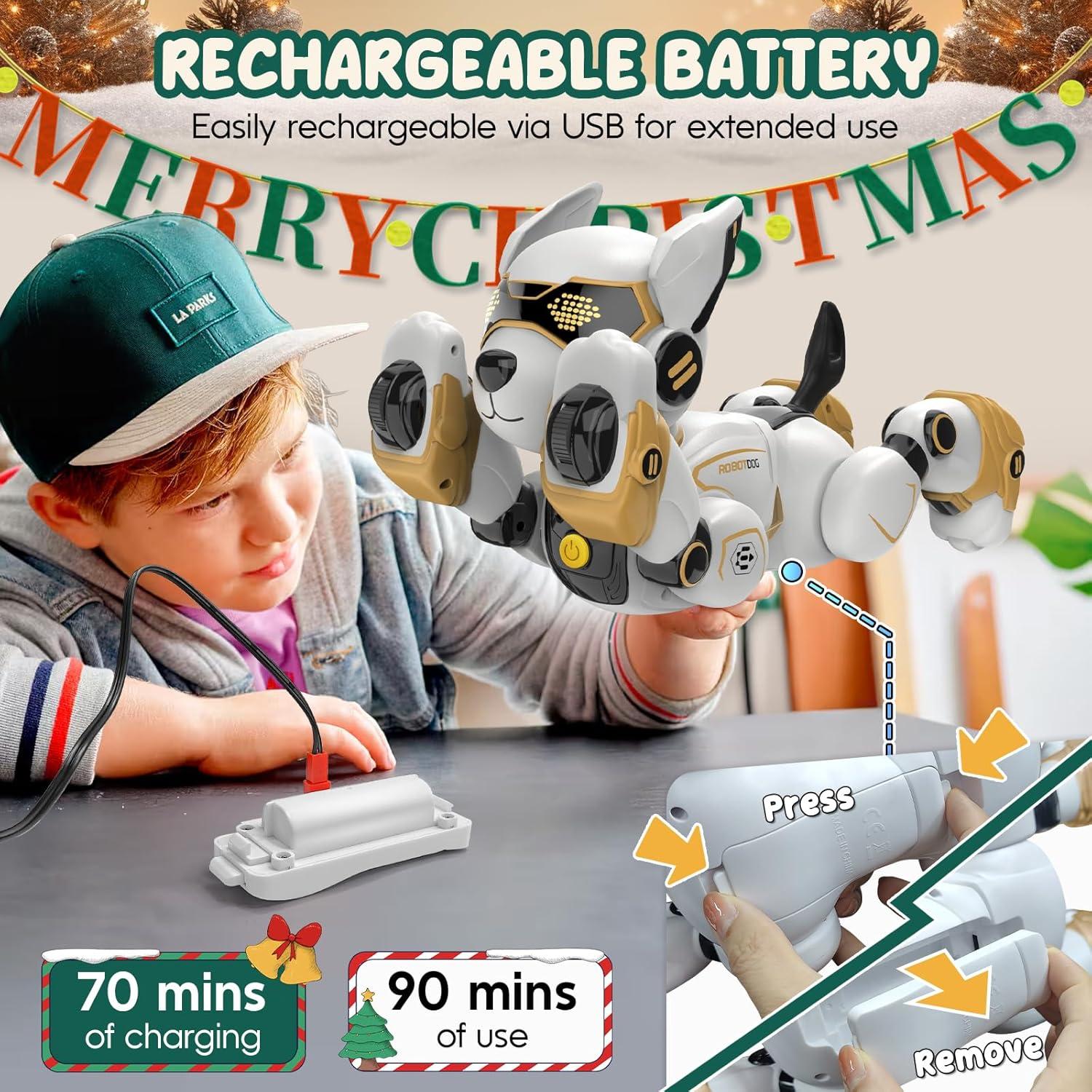 Juguete Perro Robot Interactivo Aanysun R27 Dorado