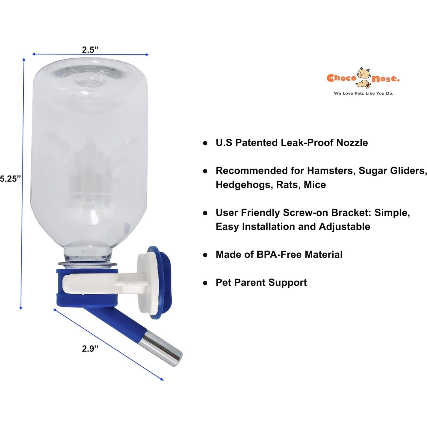 Botella de Agua Choco Nose 0.29L Mini Sin Goteo Azul