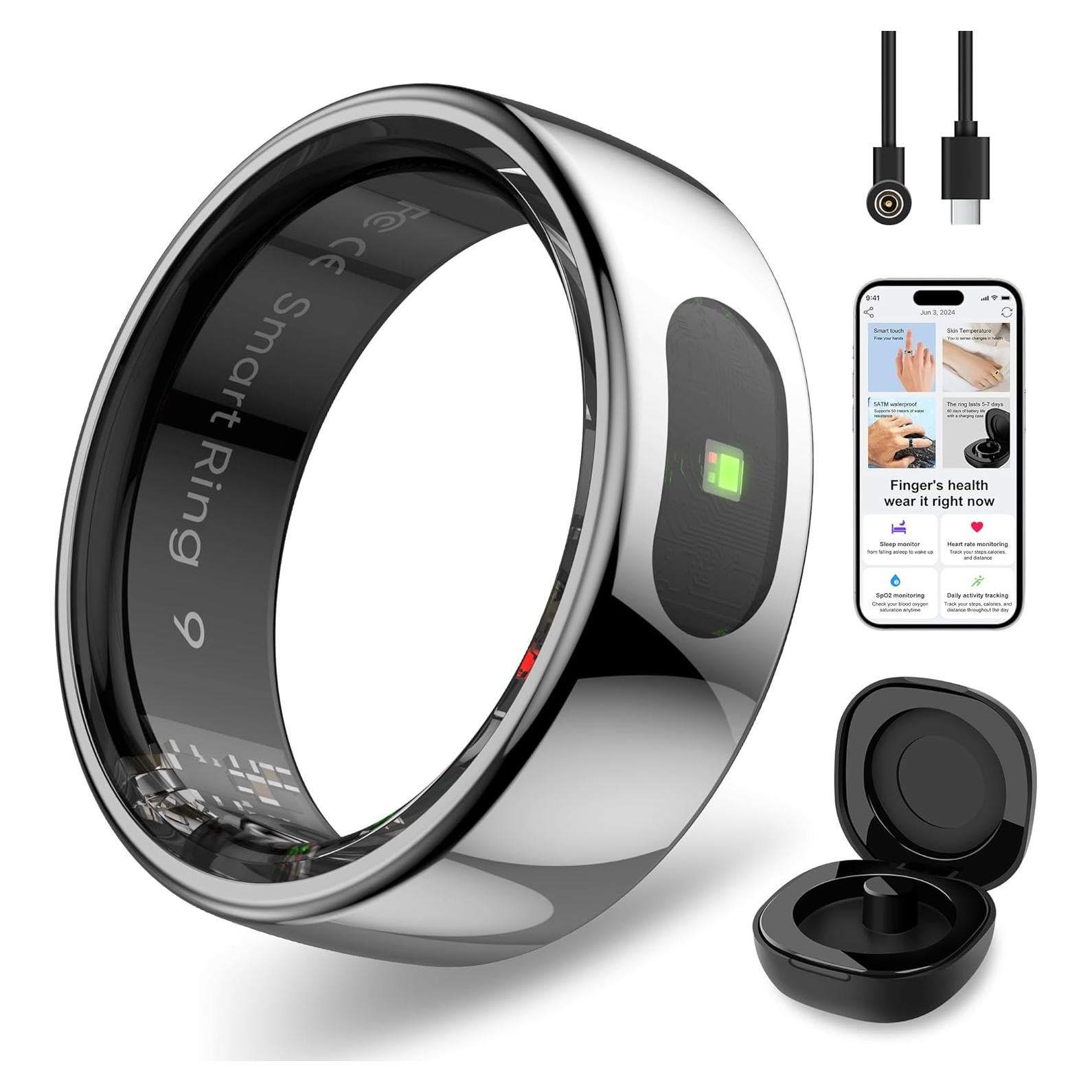 Anillo Inteligente Hugrow R08 Plata 7 - Control Gestos y Sueño