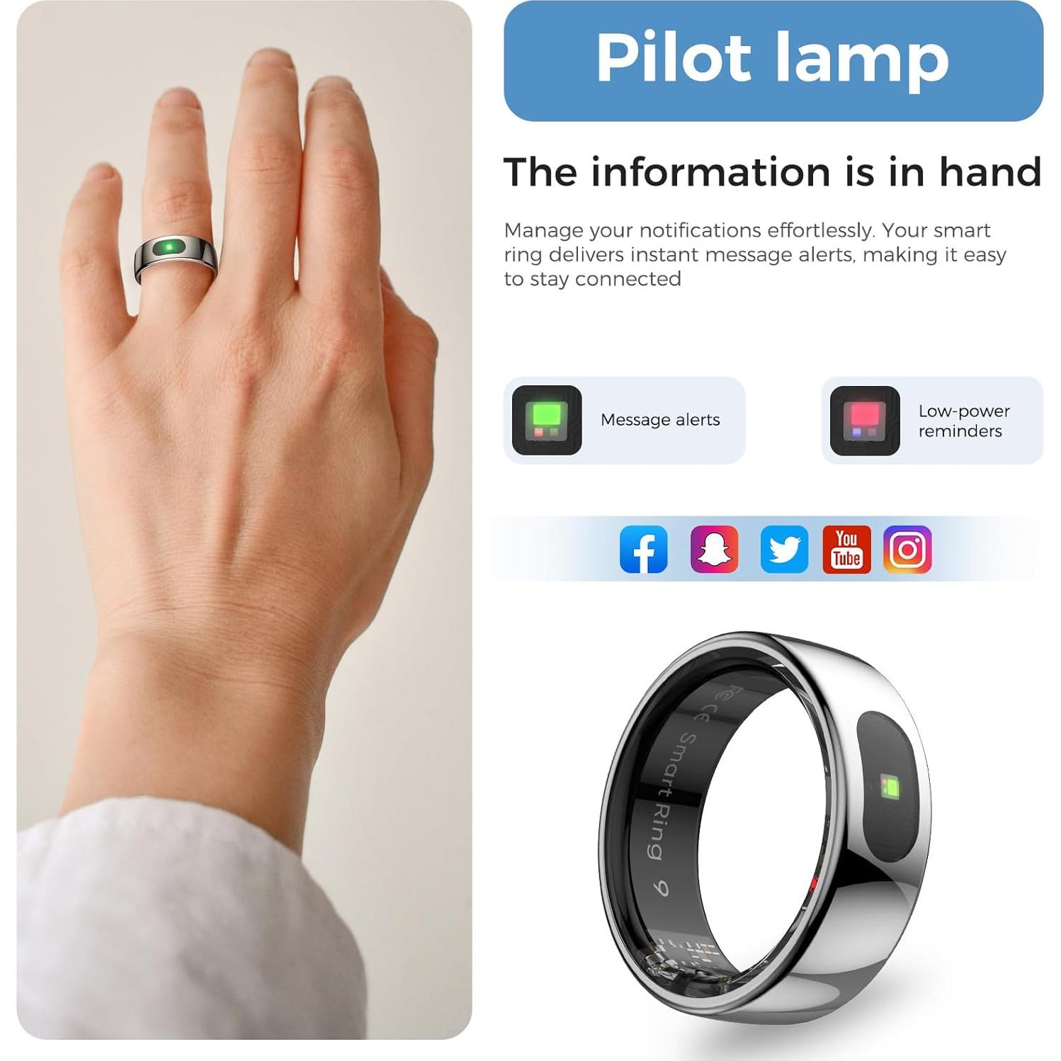 Anillo Inteligente Hugrow R08 Plata 7 - Control Gestos y Sueño