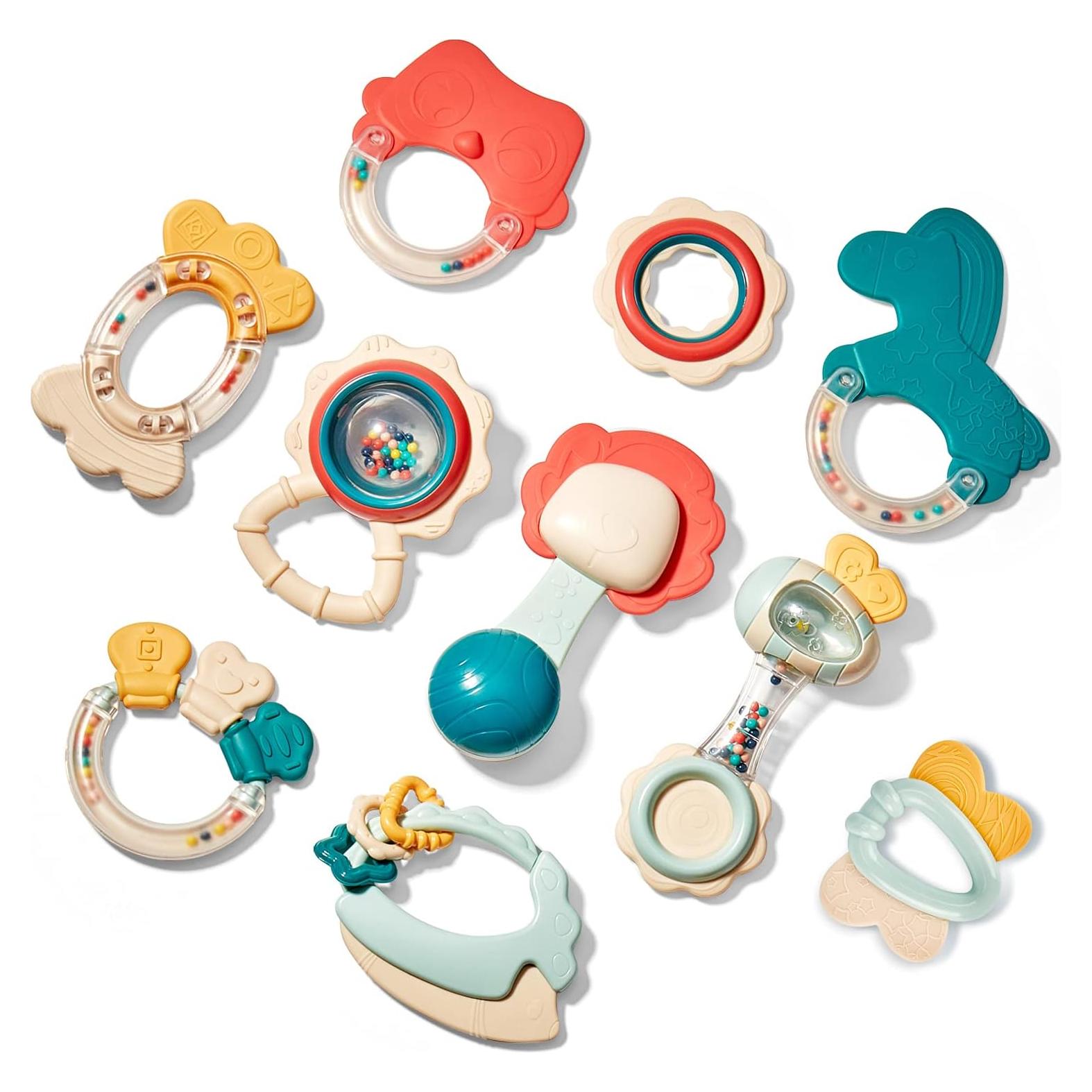 Juguetes para Bebés Hahaland 10 Piezas Sonajeros Mordedores