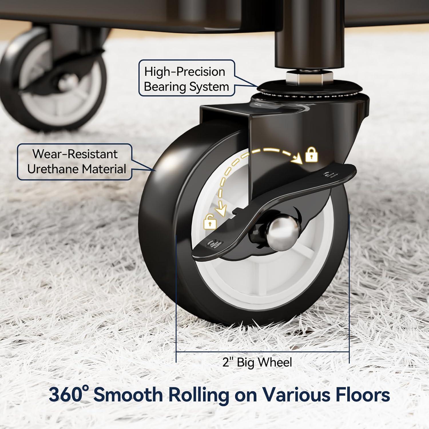 Carro Rodante de 3 Niveles YASONIC - Metal Negro, 30 kg