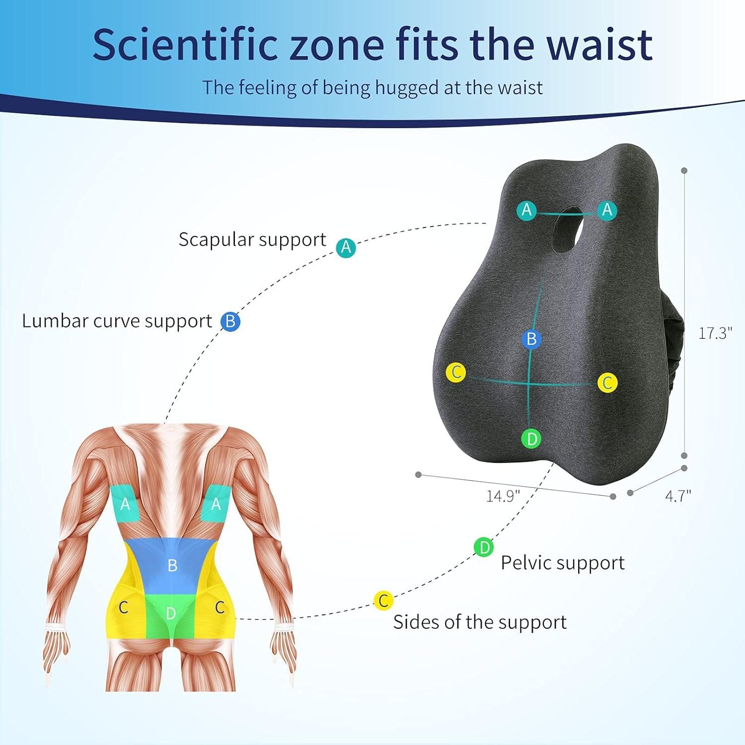Max&Love Funda Almohada Soporte Lumbar Espuma Memoria Gris