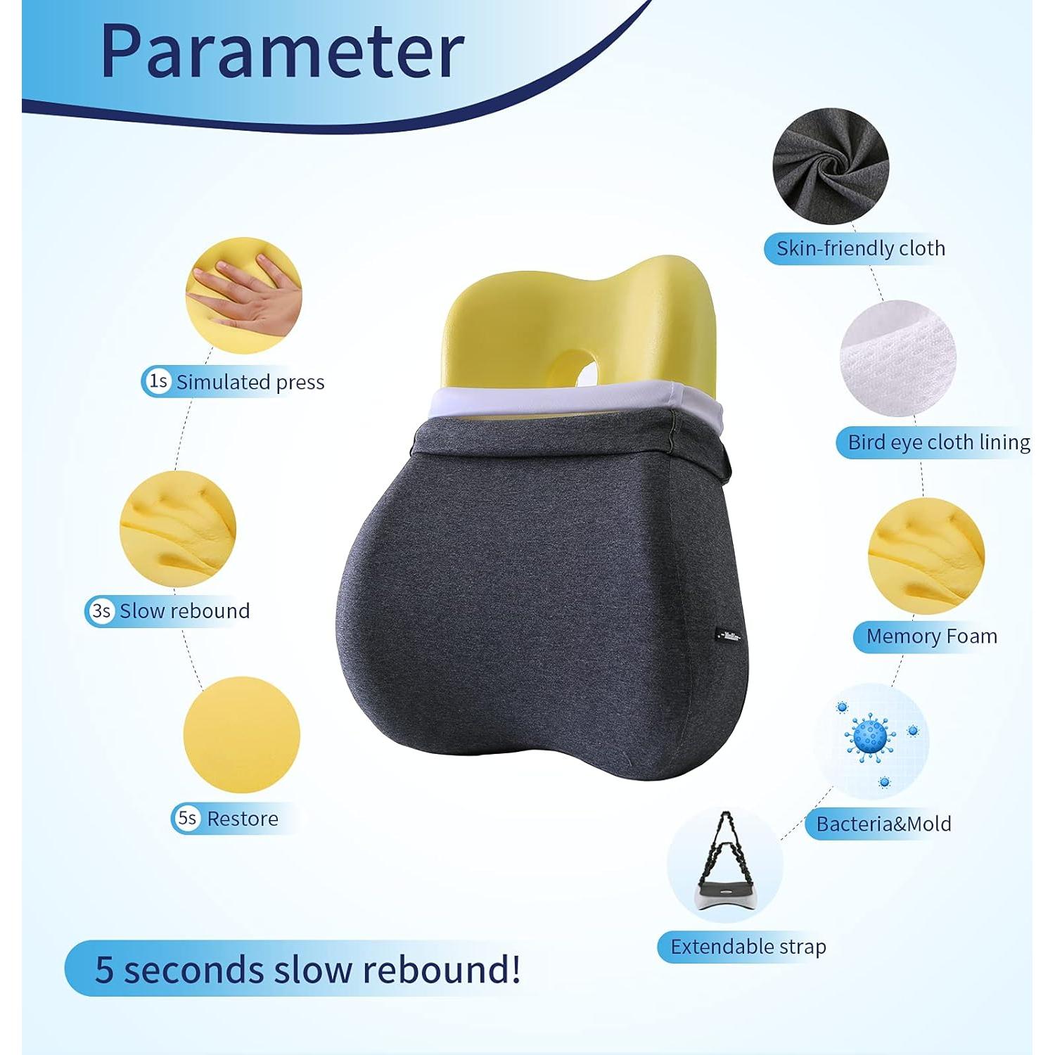 Max&Love Funda Almohada Soporte Lumbar Espuma Memoria Gris