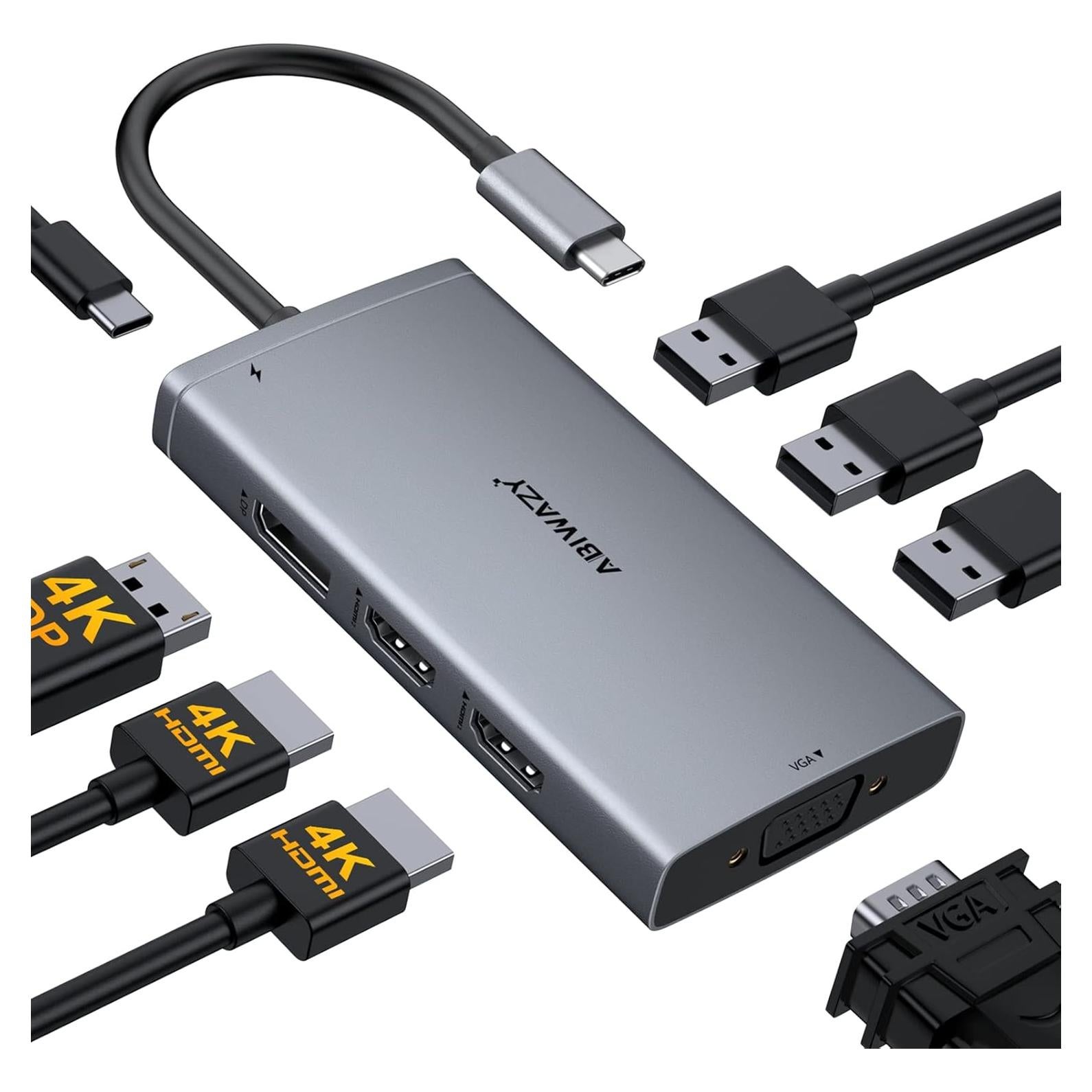 Estación de Acoplamiento USB C ABIWAZY 8 en 1 para Laptop 4K