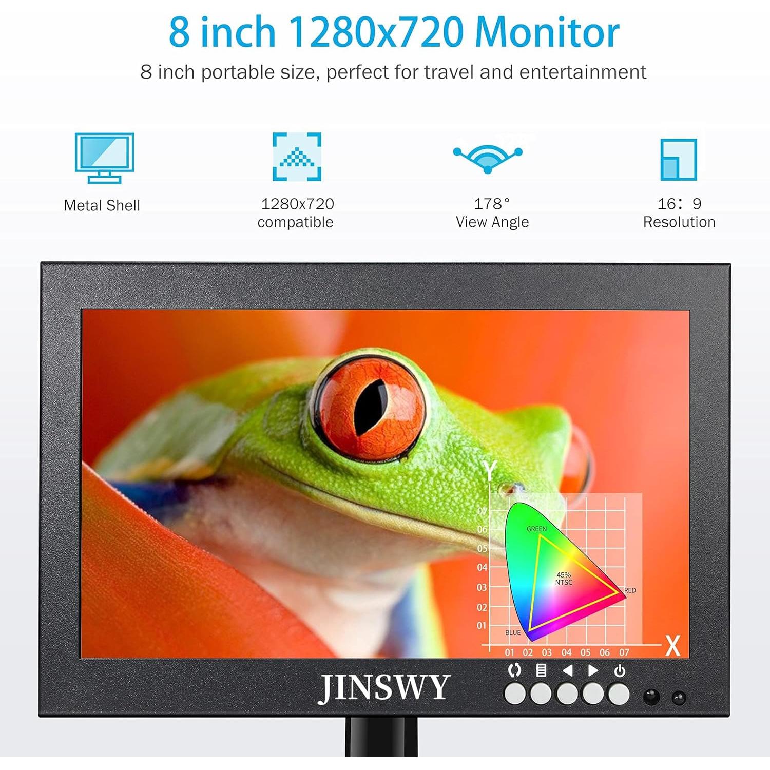 Monitor de Seguridad JINSWY 8" IPS 1280x720 HDMI VGA