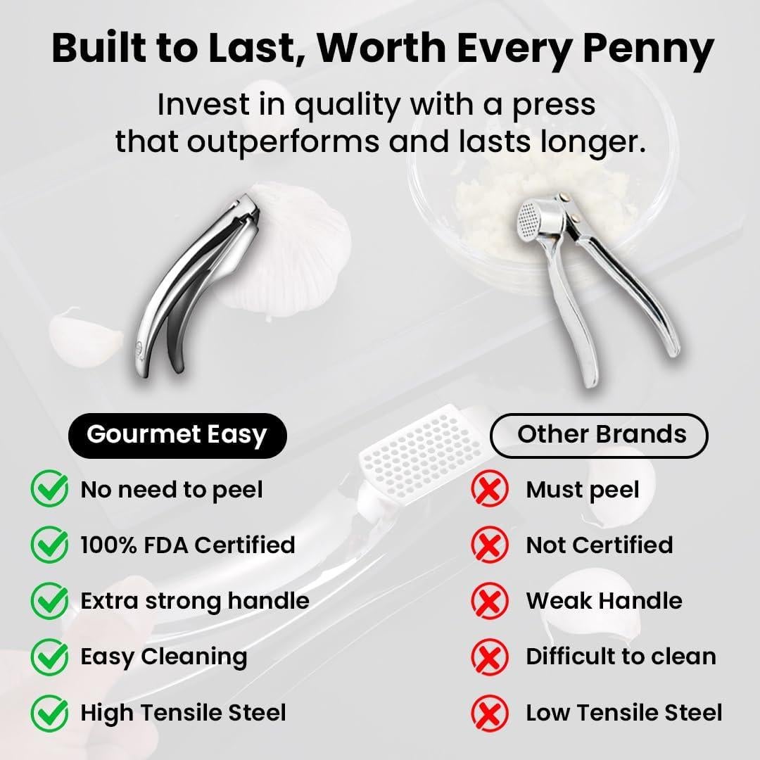 Prensa de Ajo Gourmet Easy Acero Inoxidable Picado Fino