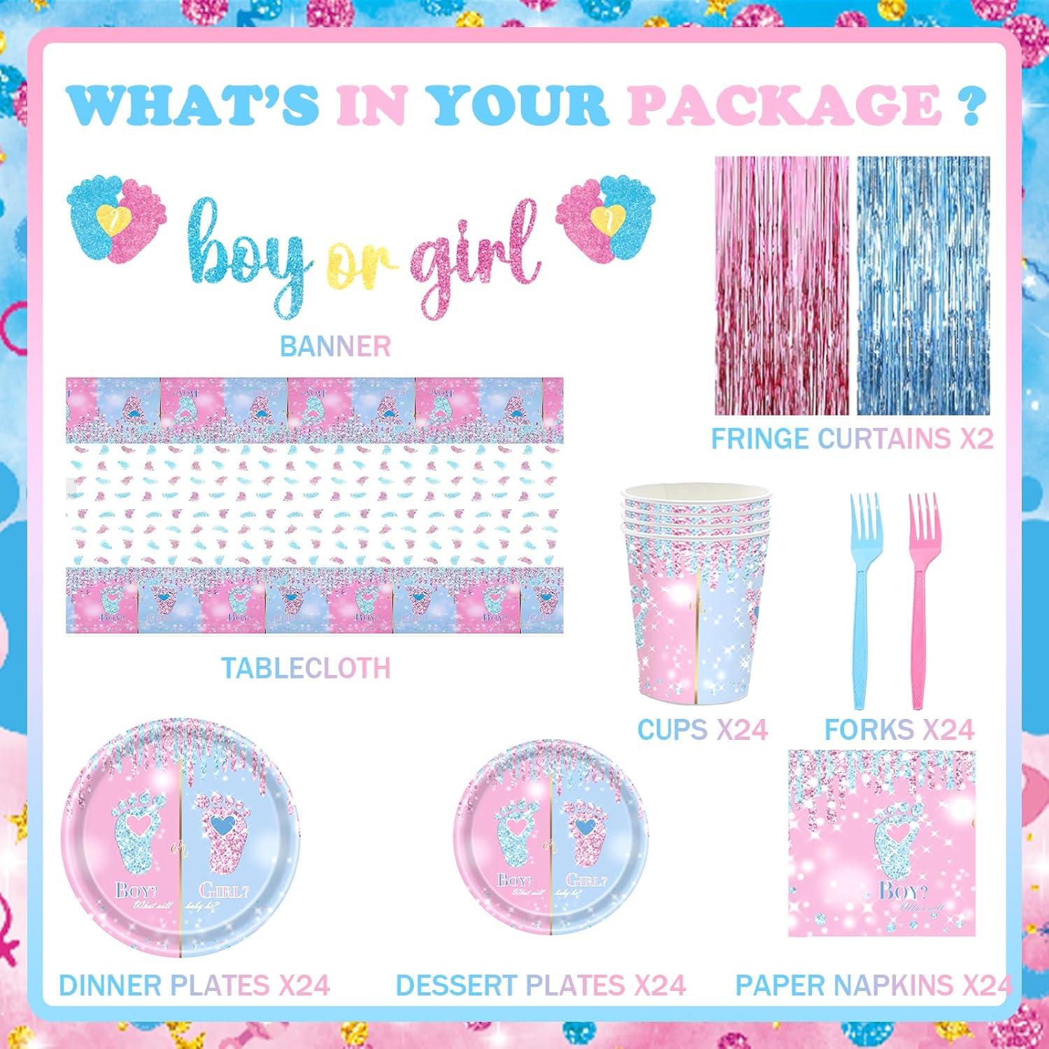 Kit de Decoración para Revelación de Género Homond 24 Personas