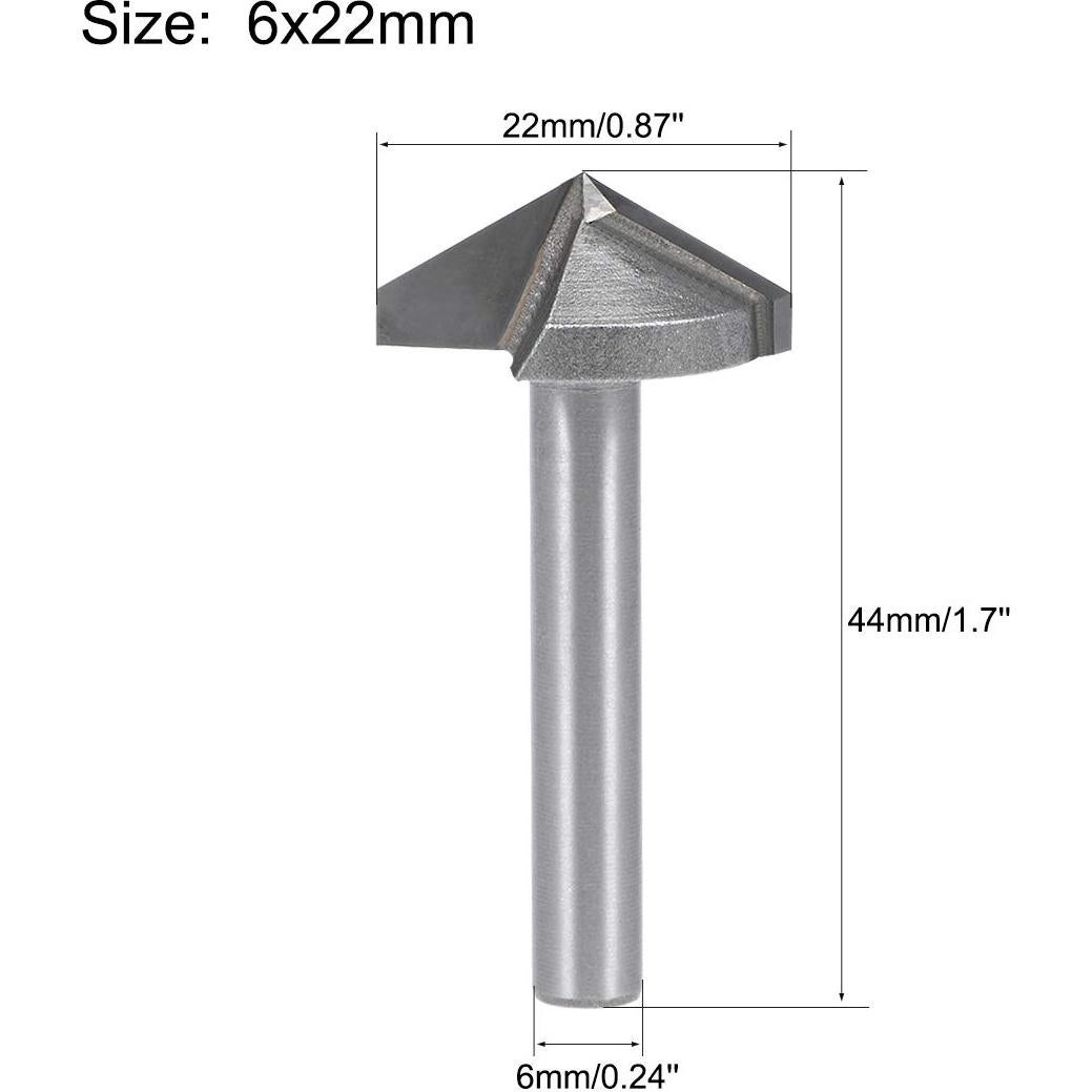 Cuchilla Router V-Groove uxcell 22mm 120 Grados Acero Titanio