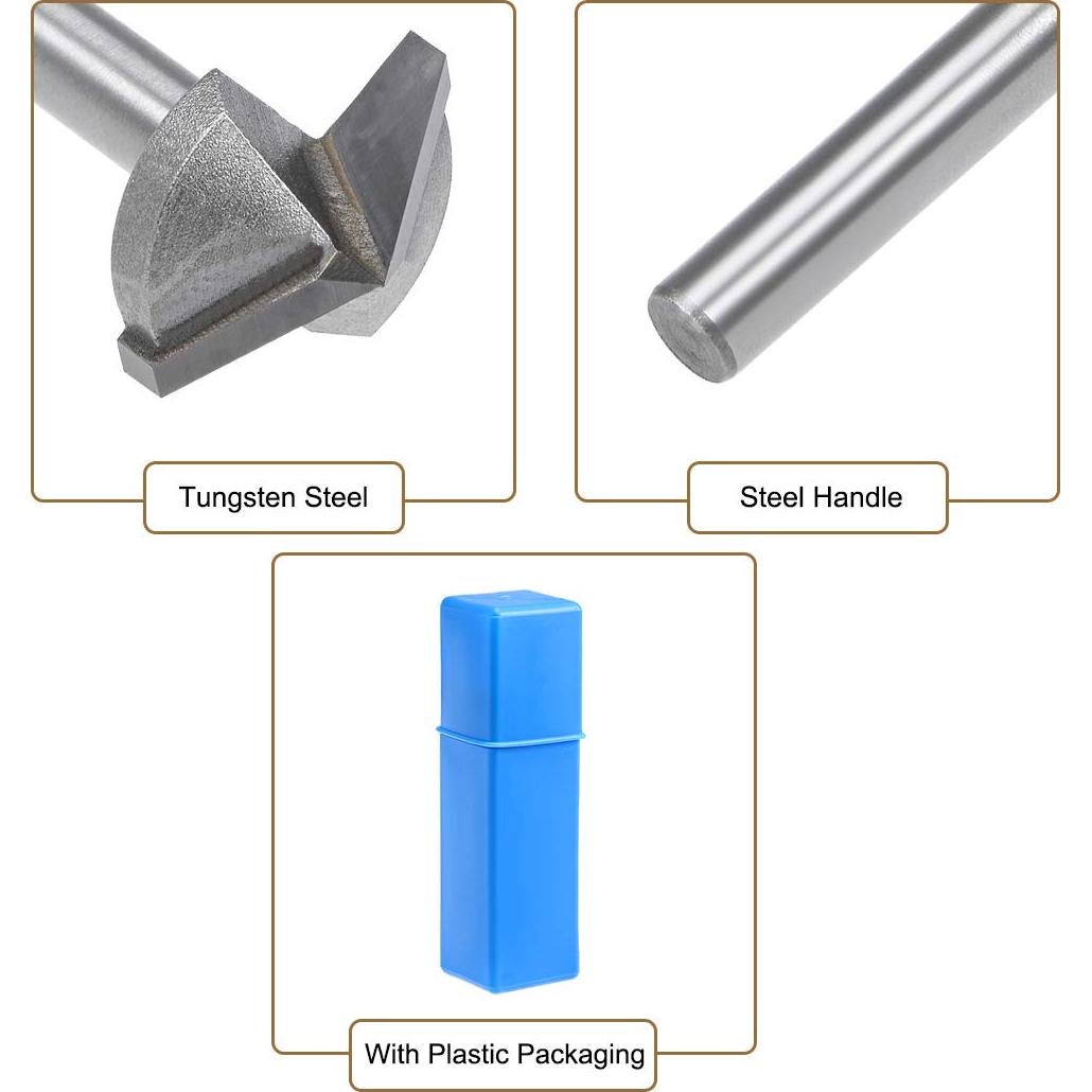 Cuchilla Router V-Groove uxcell 22mm 120 Grados Acero Titanio