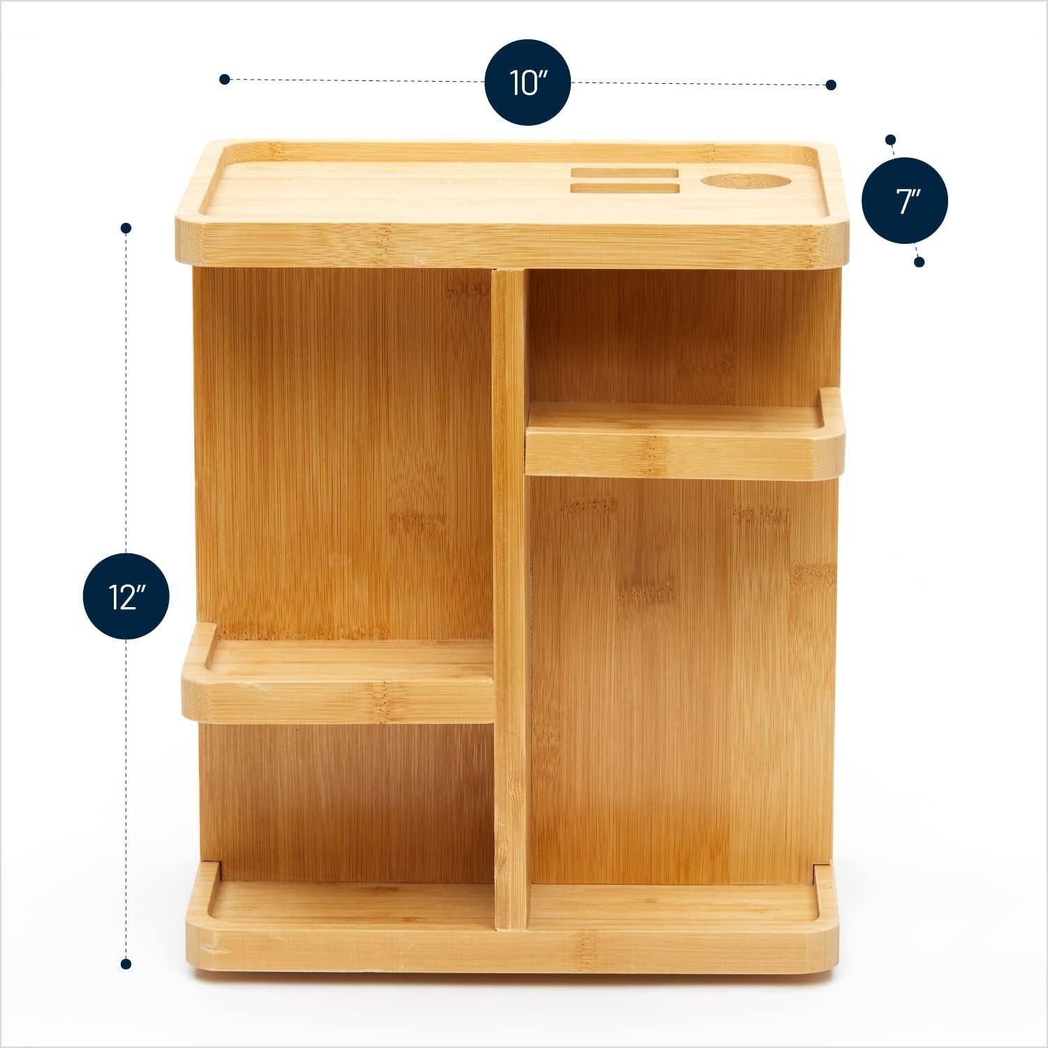 Organizador de Maquillaje Rotatorio 360° RoyalHouse Bambú 12"