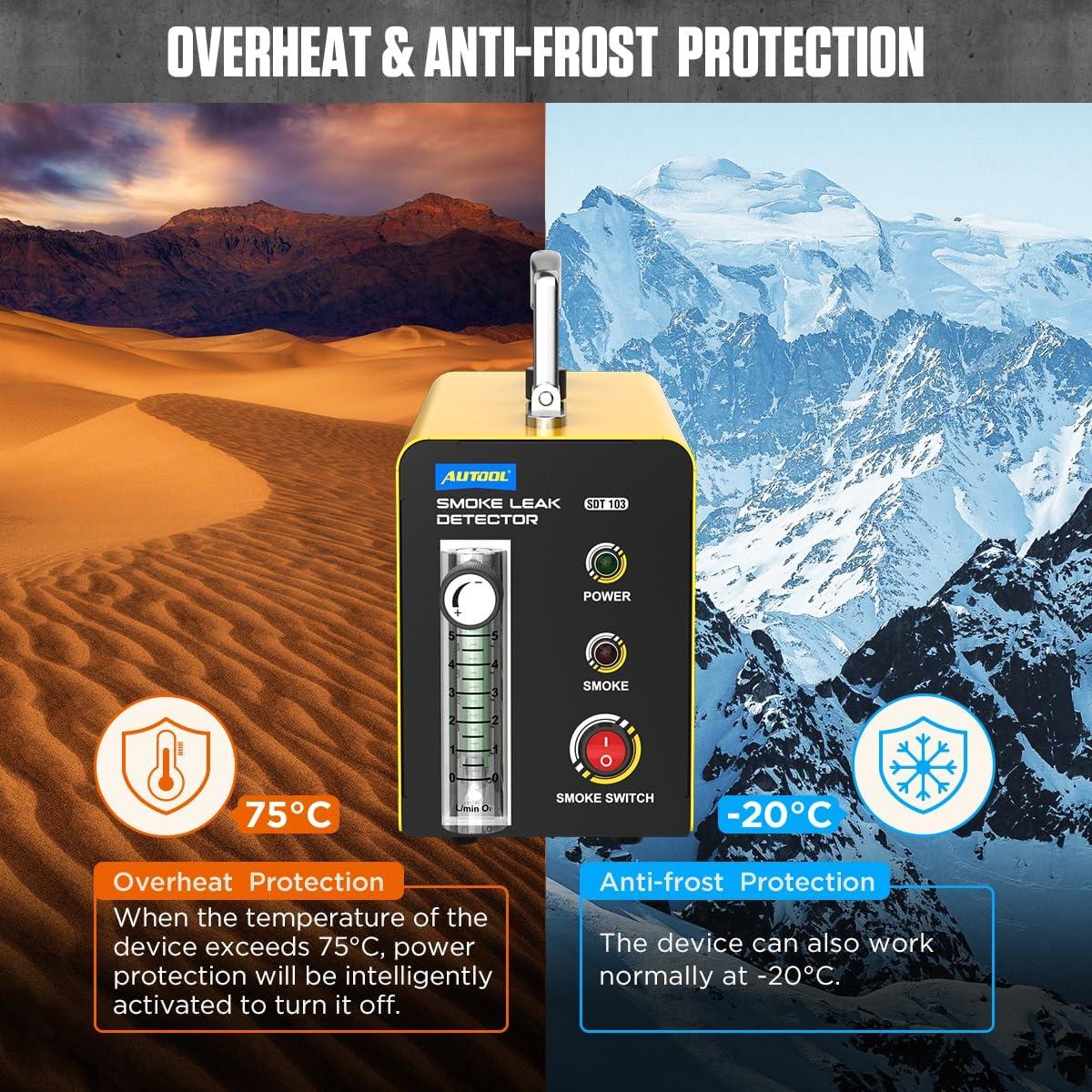 Detector de Fugas de Humo AUTOOL SDT103 12V para Vehículos