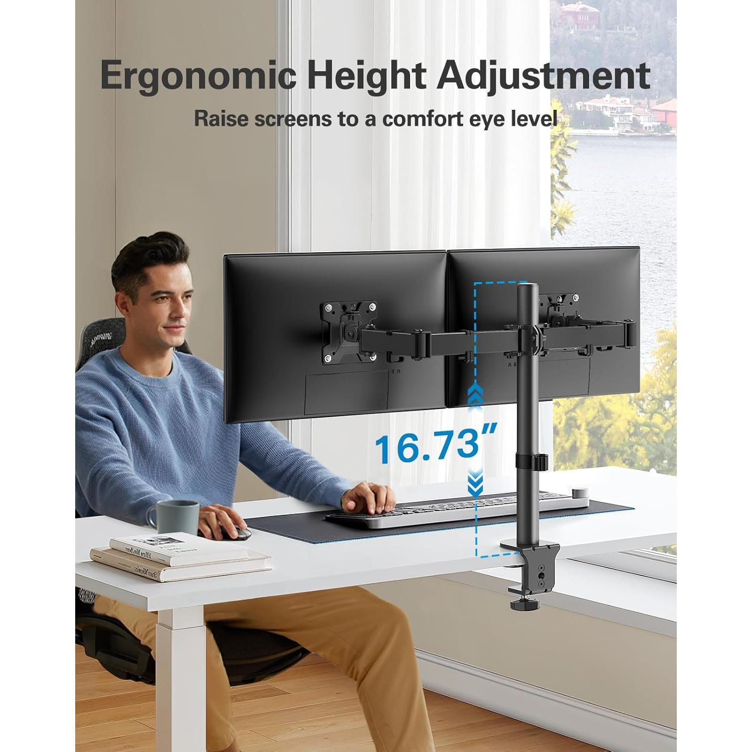 Soporte Doble Monitor HUANUO Brazo Ajustable 13-32"