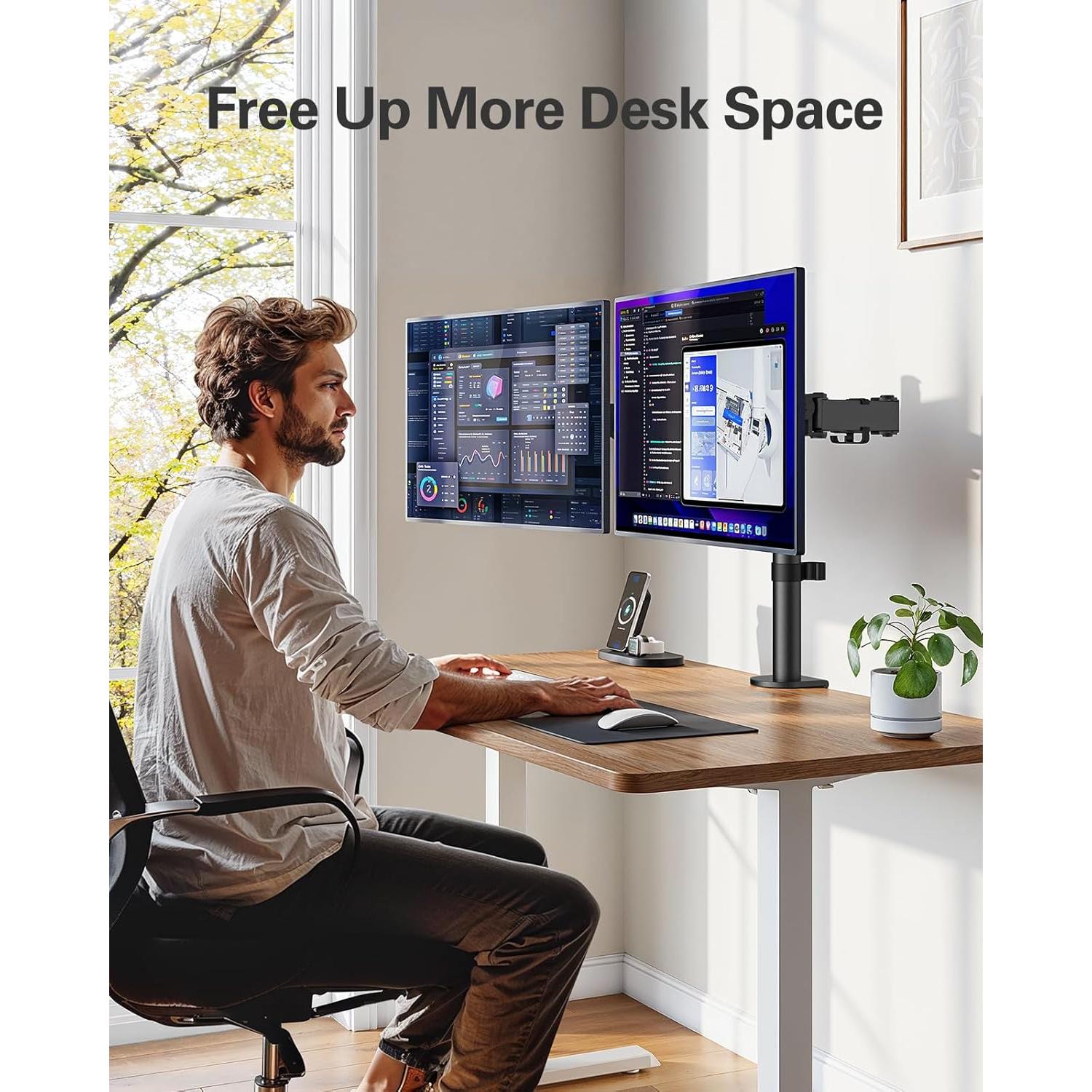 Soporte Doble Monitor HUANUO Brazo Ajustable 13-32"