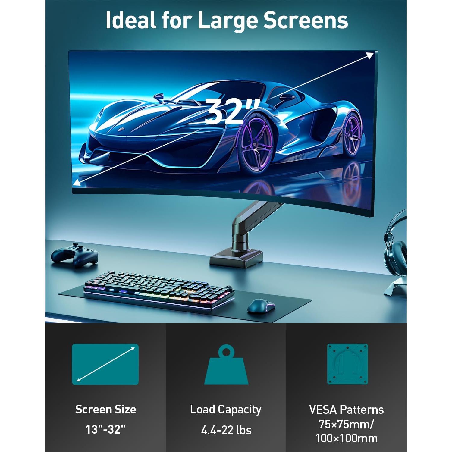 Soporte de Monitor MOUNT PRO Brazo Ajustable 13-32" Negro