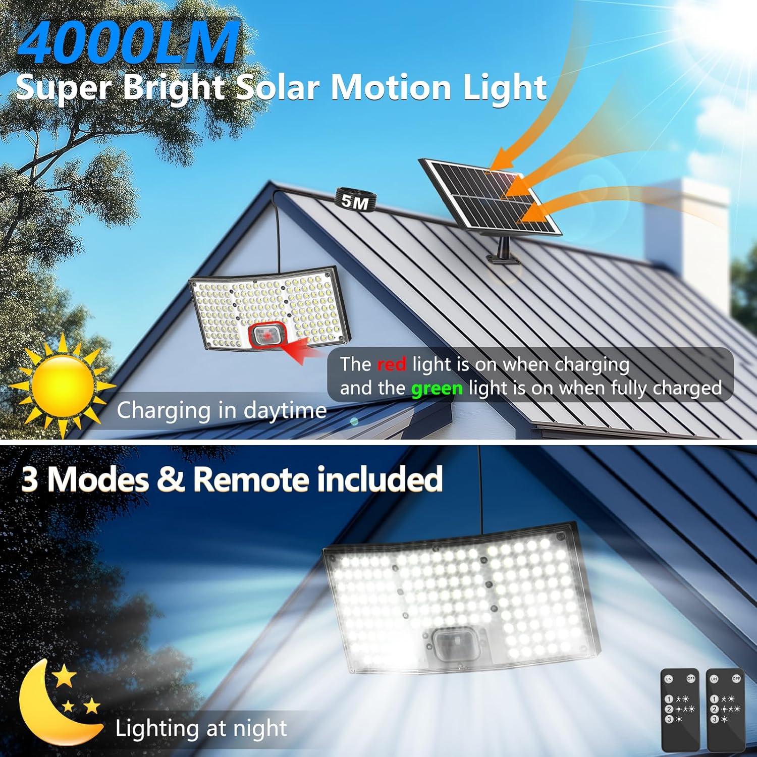 Luces Solares TOBUSA 292 LED con Sensor de Movimiento IP65