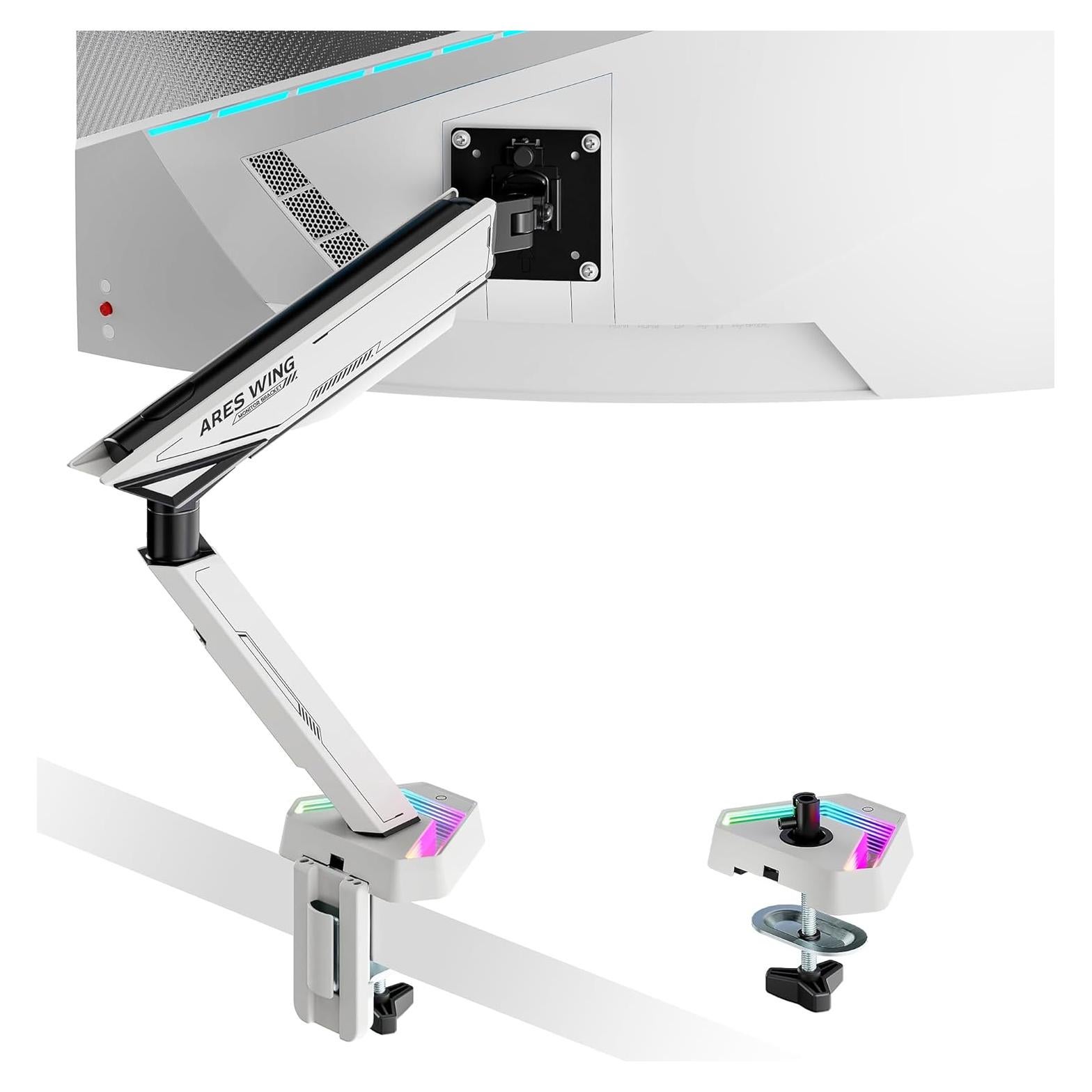 Soporte de Monitor ARES WING Blanco 17-45" Ajustable RGB