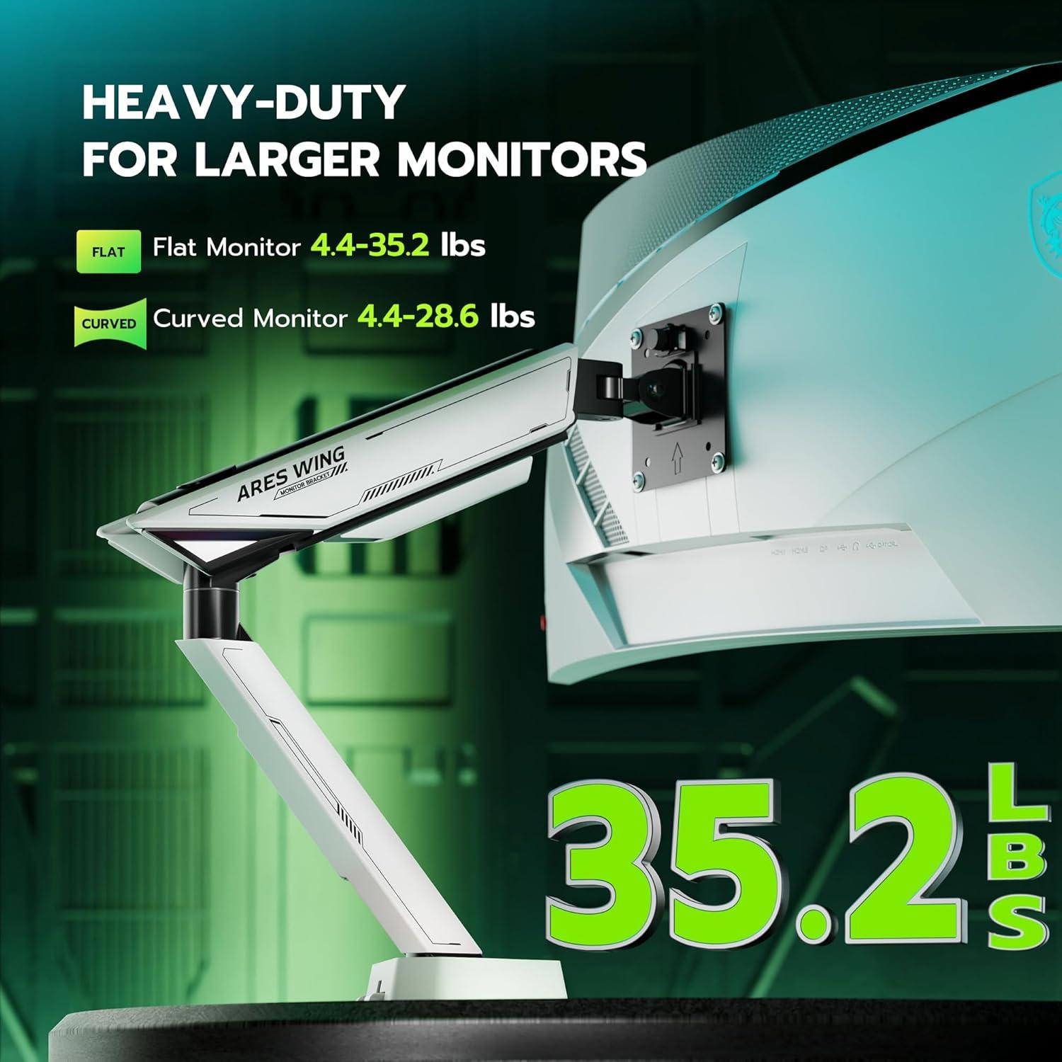 Soporte de Monitor ARES WING Blanco 17-45" Ajustable RGB